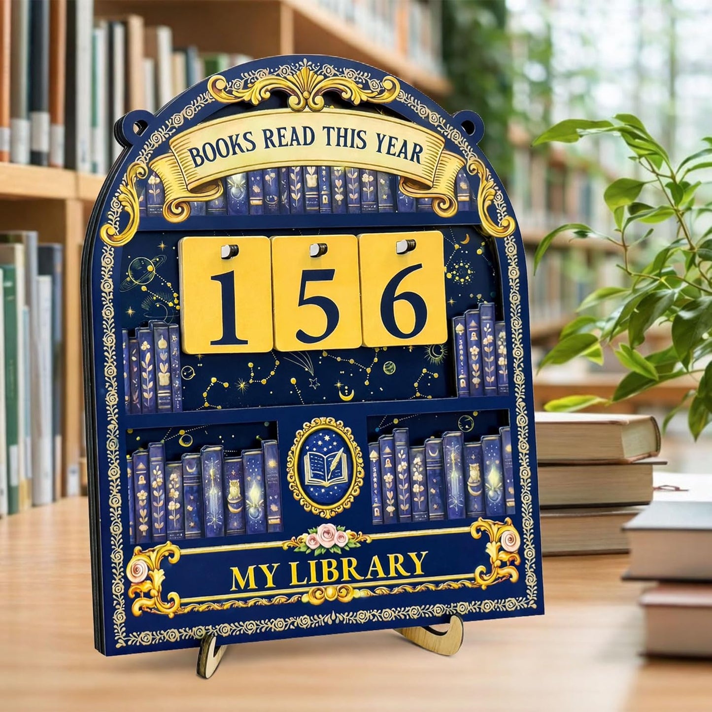 Books Read This Year Counter Sign Bookish Gifts for Men Women - Reading Tracker Ornament Bookshelf Decor - Book Lover Gifts for Readers Bookworms
