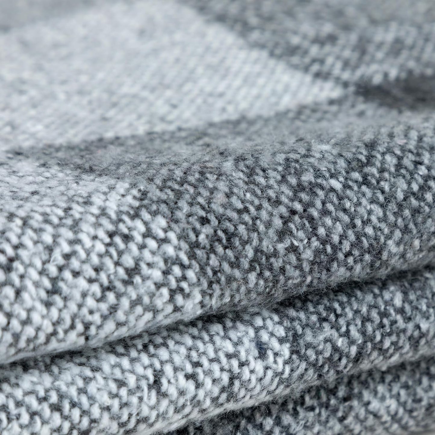 Ukrainian Wool Fringed Throw Blanket Soft Cozy Warm Lightweight Plaid Design 55 x 78 Elegant Home Decor Made in Ukraine (Gray & White)