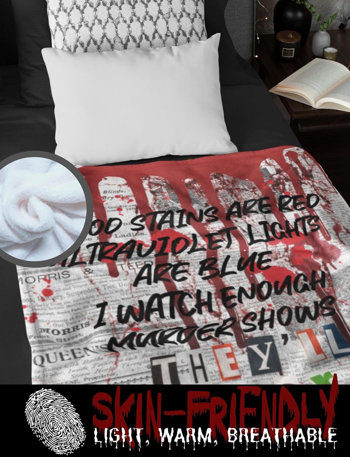 InnoBeta Serial Killer Gifts for Women Men, Throw Blanket for True Crime Lovers On Birthday Christmas, 60x80 Inches