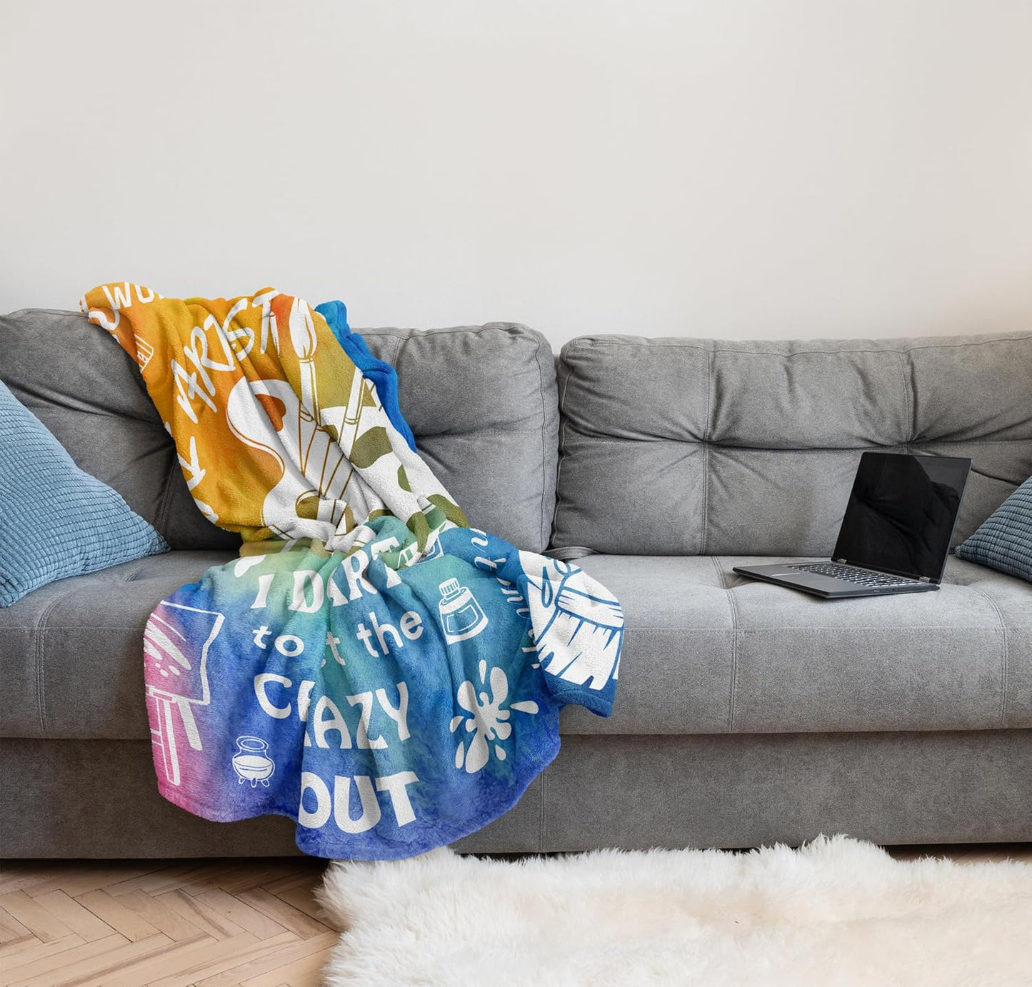 Gifts for Artists, Artist Gift Blanket 60"X50", Art Teacher Appreciation Present for Women Girls, Painters Drawing Gift for Girl, Christmas Birthday Gift for Art Lovers Teen Kids Blankets