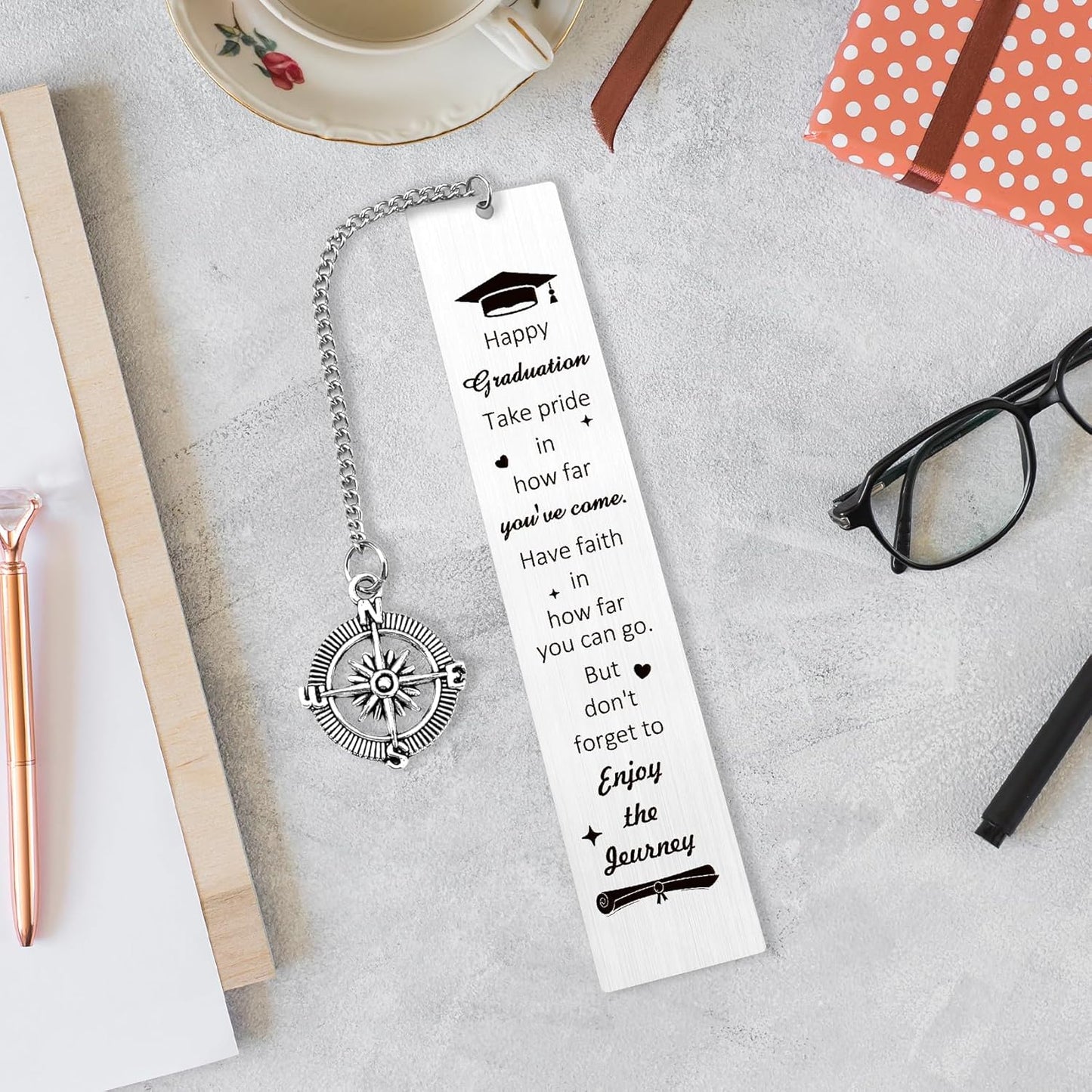 Graduation Gifts for Women Men Reading Lovers Metal Bookmark Book Accessories Happy College High School Graduation Congratulations Congrats Grad 2025 Gift for Him Her Personalized Book Mark