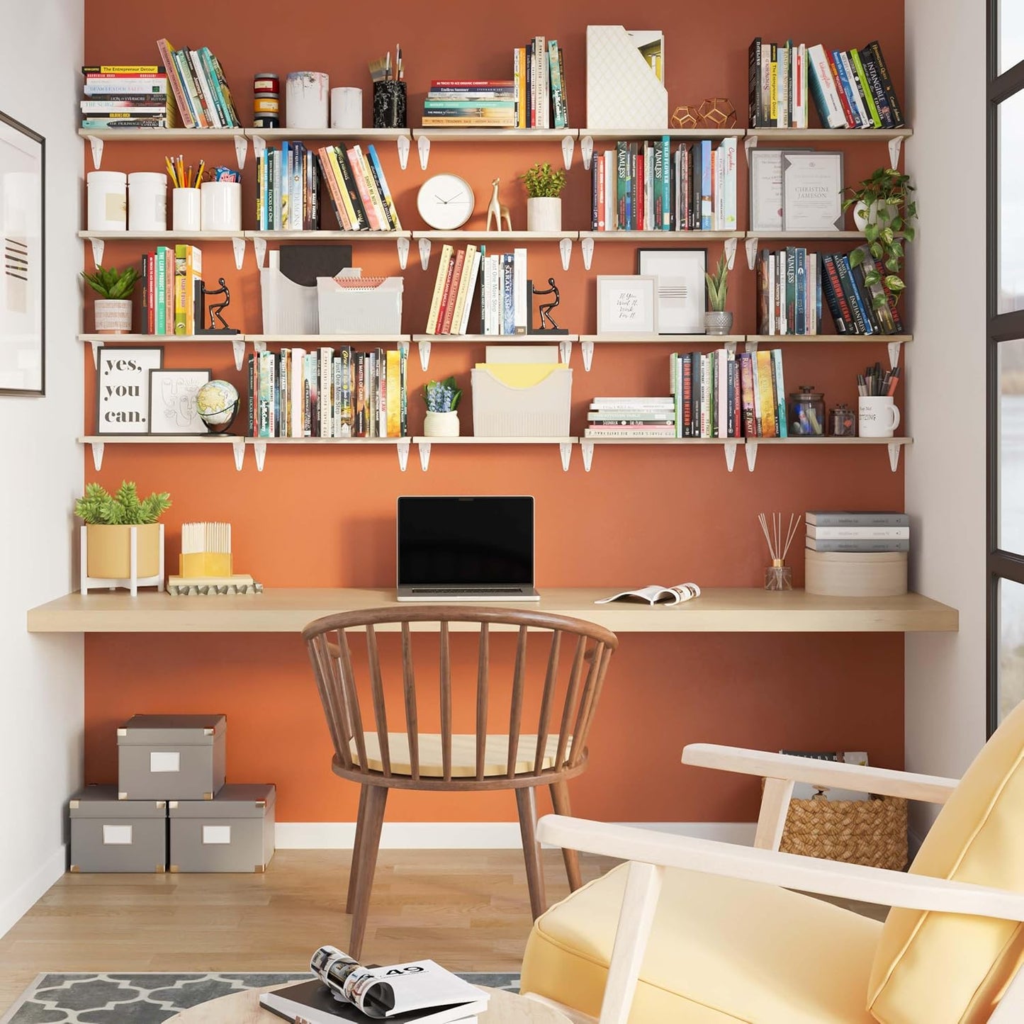 Wallniture Arras 17"x4.5" Floating Shelves for Wall, Shelf for Garage Storage, Wall Bookshelf, Pantry & Kitchen Shelving, Living Room Shelves, Natural Wood, Set of 20