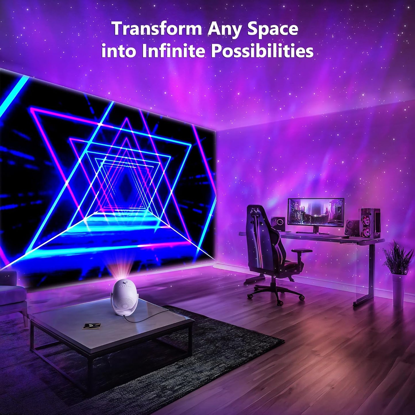 Brizled Galaxy Projector Pro, 4K Glasses-Free 3D Holographic Projector with 90+ Dynamic Themes, Star Light with Stereo Bluetooth Speaker, Remote Nebula Night Light for Room Halloween Christmas Decor