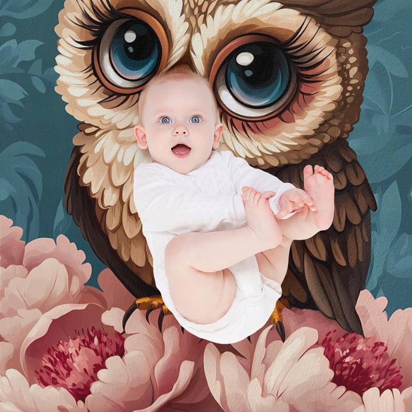 Cute Owl Throw Blanket for Couch Bed Plush Cozy Fuzzy Flannel Blanket for All Season 55"x70"