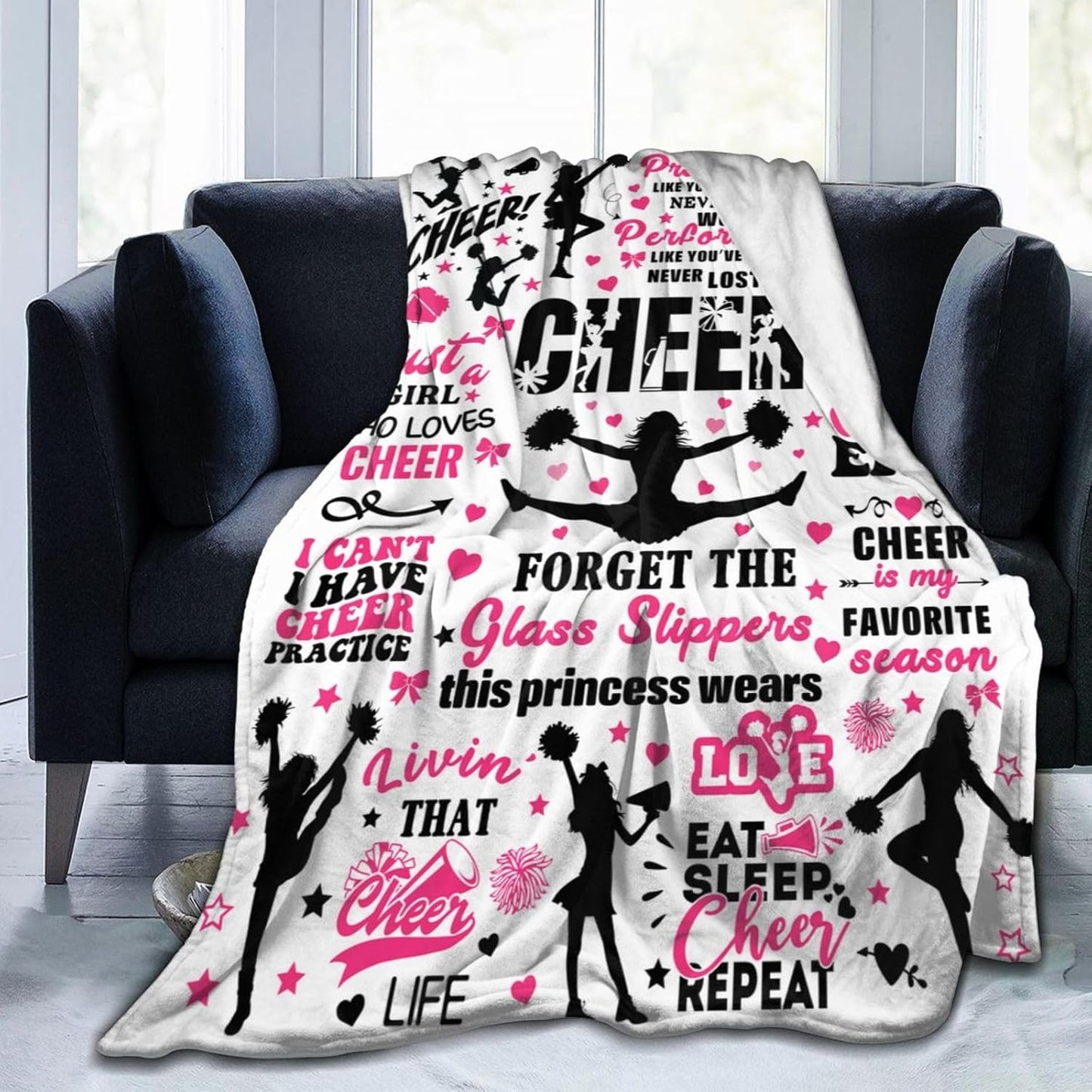 Cheerleader Gifts Blanket for Girls Women Cheer Blanket Soft Cozy Flannel Throw Blanket Cheerleading Gifts for Cheer Lovers Cheerleaders Team Stuff 60"X50"