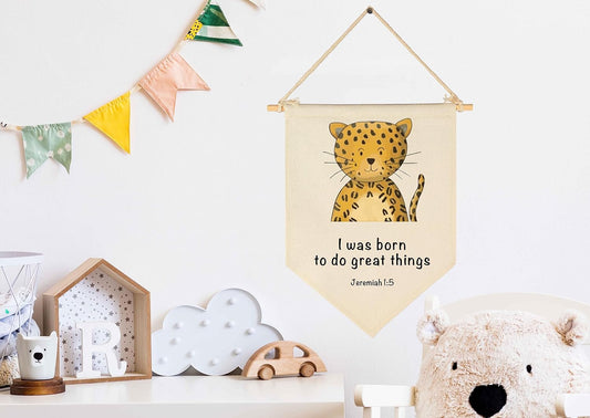 Animal Christian Nursery Decor-Bible Verse Art-Jungle Safari-Scripture Flag Decor Gift for Baby Boys Girls Newborn Kids-Banner Pennant Wall Sign Gifts for Nursery Baby Room Playroom Bedroom