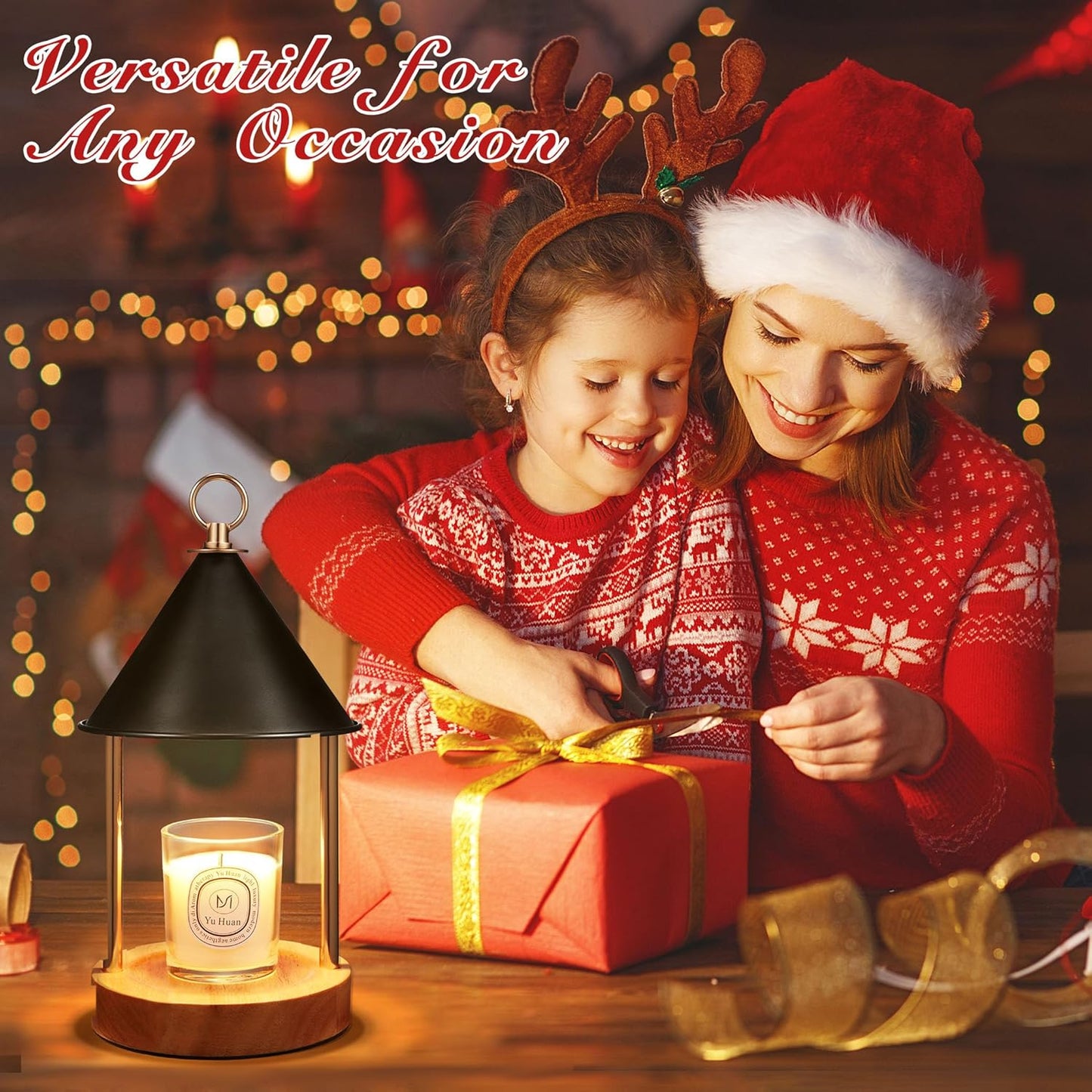 Candle Warmer Lamp with Timer and Dimmable, Birthday Gifts Women Mom, Flameless Wax Warmer with Anti-Scald Bi Metal Shade for Jar Candles, Includes 2 Bulbs, Home Decor (Black)