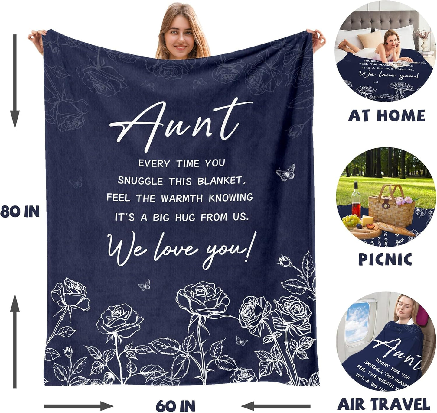 Gifts for Aunts for Mothers Day Christmas, Aunt Gift Blanket, Aunt Birthday Gifts Throw Blankets 60"x80"