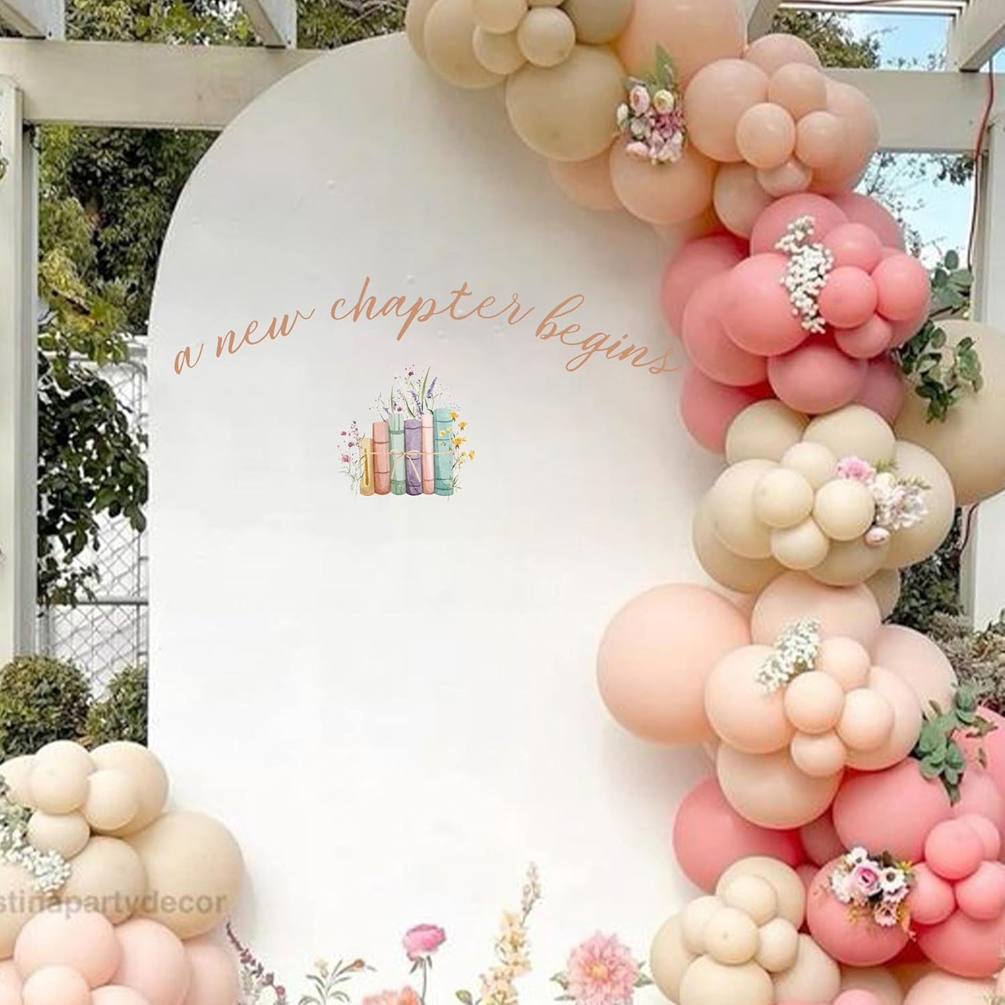 A New Chapter Begins Wall Decal - Storybooks Baby Shower Sticker, Wedding, Graduation Sign, Retirement, House Warming, Job Change Party Decorations Supplies
