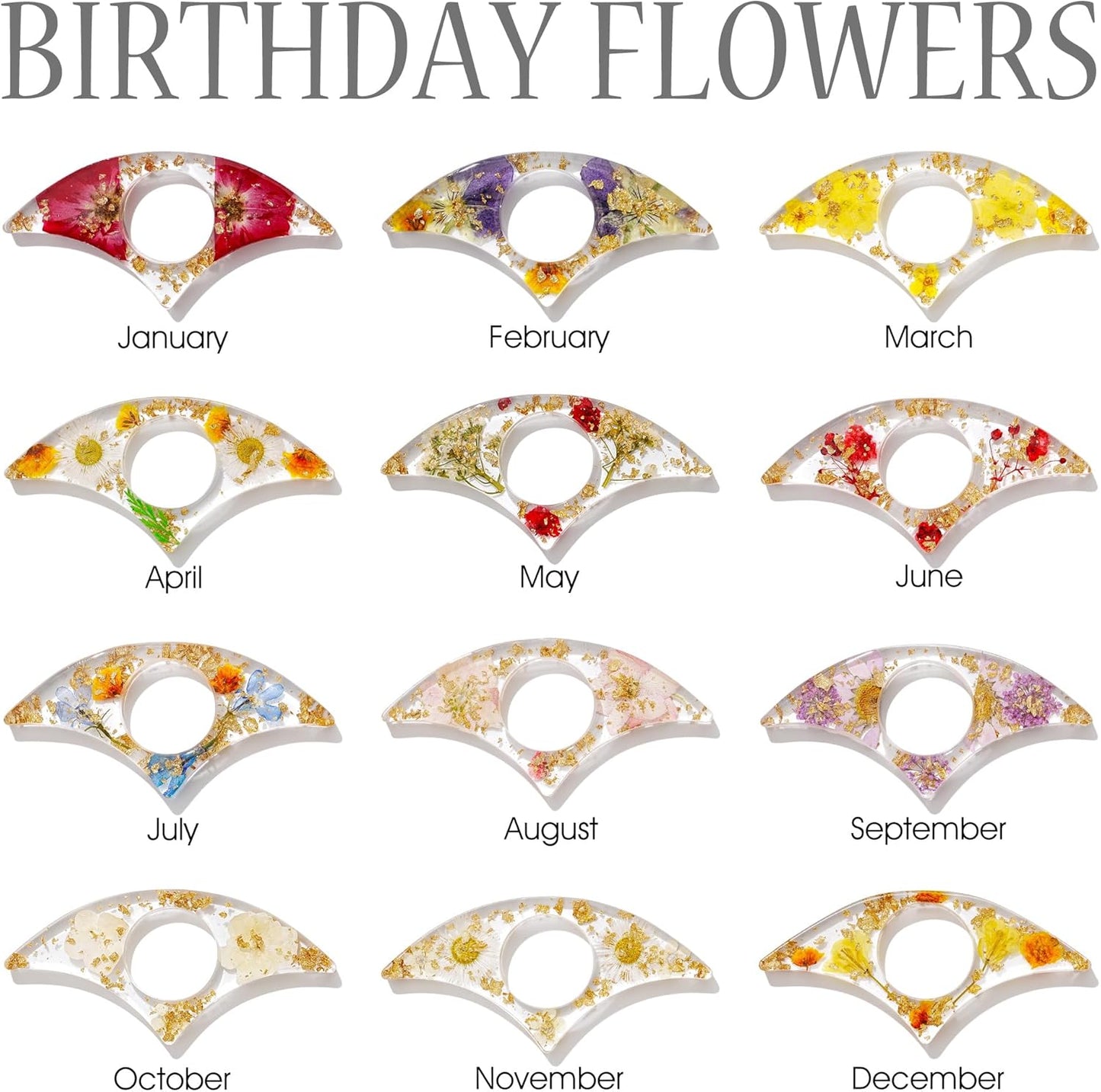 Personalised Birthday Flower Resin Bookmark, Thumb Ring Bookmark for Christmas Birthday Gifts, Custom Flower Handmade Thumb Ring Reading Accessories (January, JUST A Girl WHO Loves Books)
