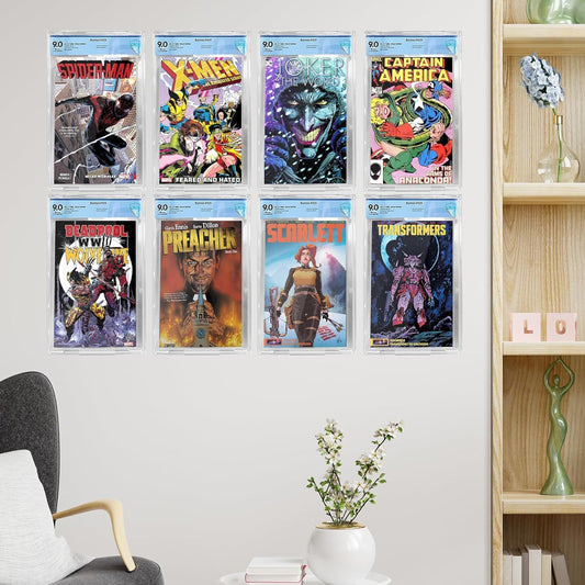 24Pcs Clear Floating Comic Book Display Shelves,Clear Floating Shelves for Displaying Comic Books with Expansion Screws,Comic Book Shelf Stand Wall Mount Display,