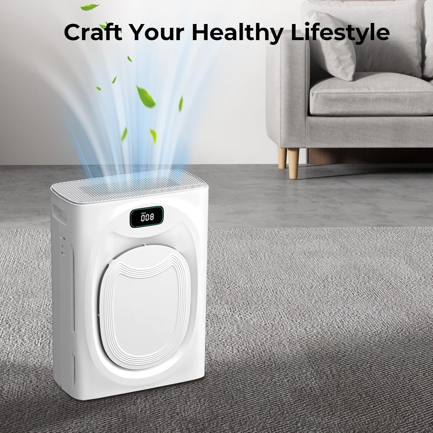 VENTISOL Pet Air Purifiers for Home Large Room up to 2500sq.ft, Air Purifier for Bedroom Double-Sided with 4 Washable H13 Filters, Air Cleaner for Pets Hair Allergies with PM2.5 Air Quality Monitor