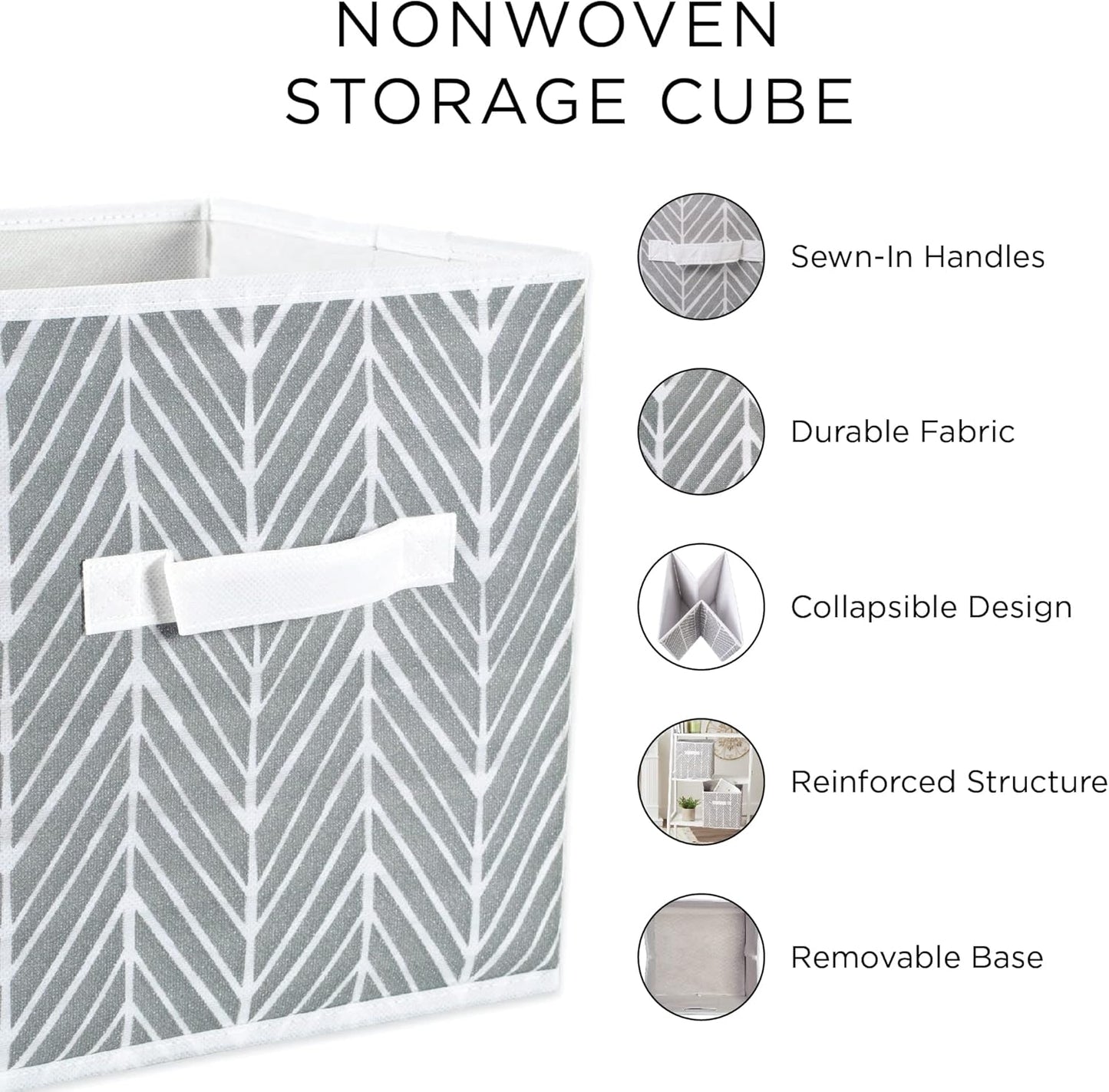 DII Non Woven Fabric Storage Bin Collection Collapsible Organizer Cube, Small Set, 11x11x11", Black, 2 Count