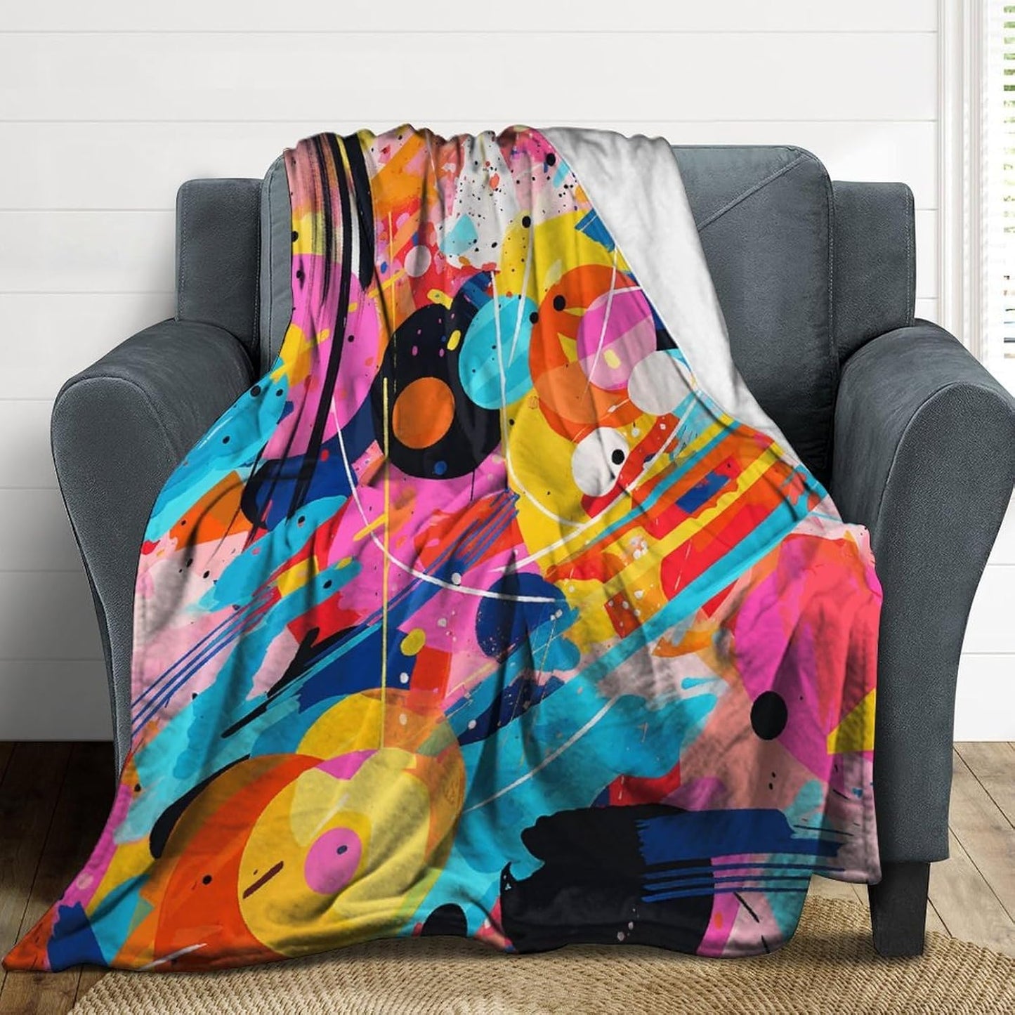 Pop Art Style Throw Blanket for Couch Super Soft Warm Lightweight Throw Blankets Cozy Flannel Bed Blanket Cute Decorative Blankets for All Seasons Home Decor Gift 60"*80"（150 * 200cm）