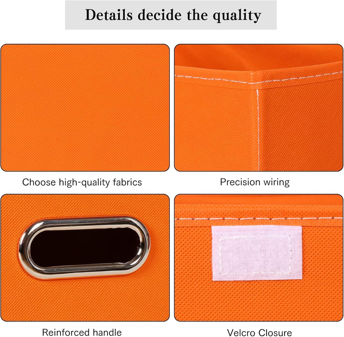 Fabric Storage Bins with Lids Closet Organizers Foldable Cubes Basket with Handles Cube Boxes for Home ，Orange