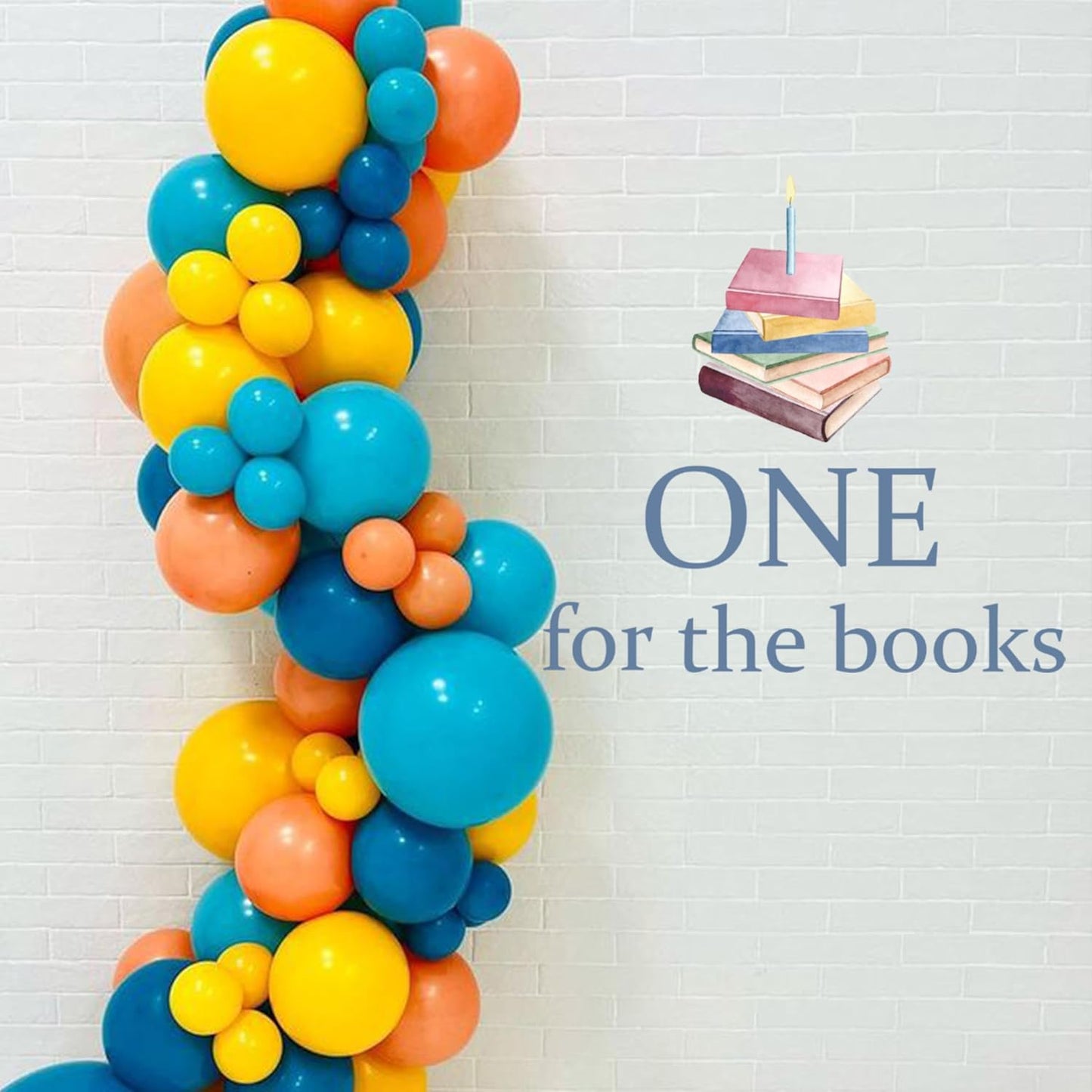 Upfirst One for Books Decal - Storybook 1st Birthday Decoration,Reading Library fi rst Birthday Decor for Girls or Boys,Books Sign Decal for Balloons Arch Backdrop (blue book decal)