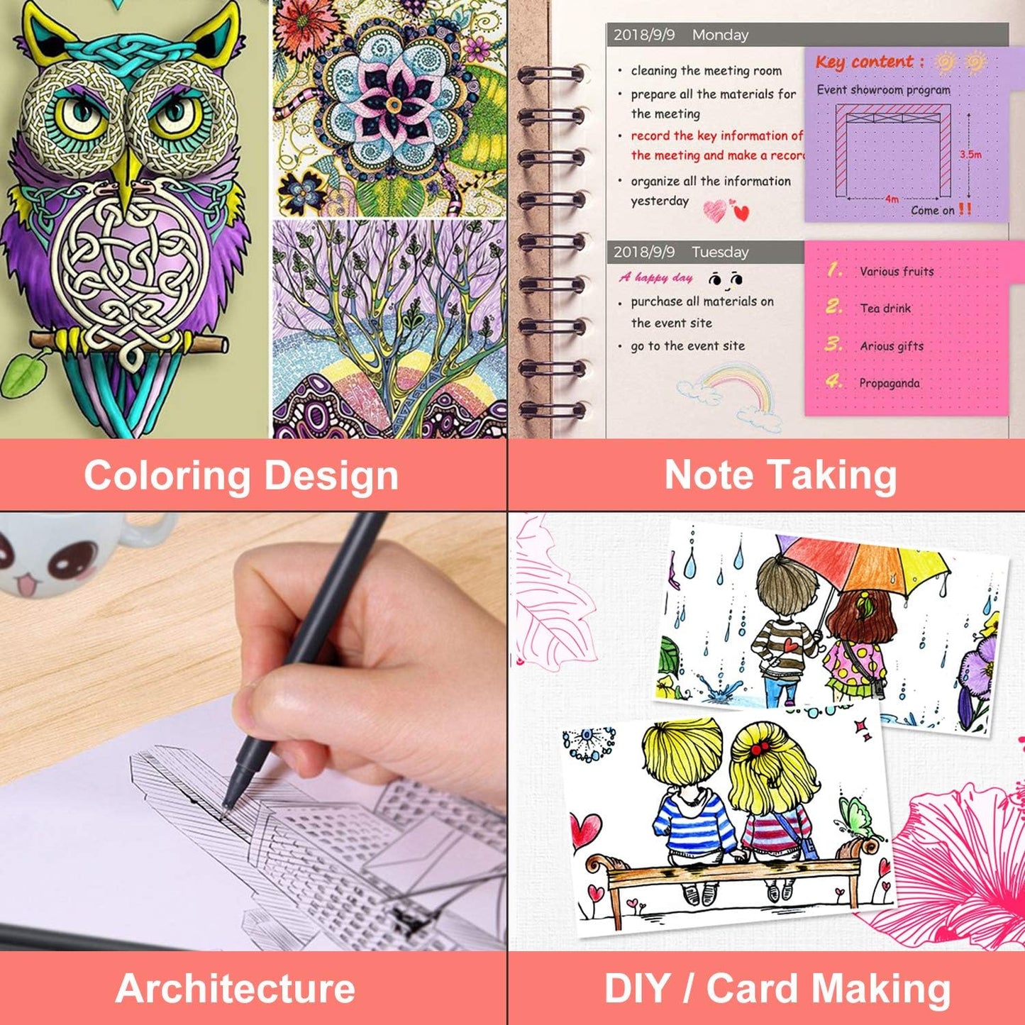 iBayam Journal Planner Pens Colored Pens, Office Supplies, Fine Point Fineliner Drawing Art Markers for Bullet Journaling Scrapbooking Notebook Writing Note Taking Calendar Stationary, 18-Color