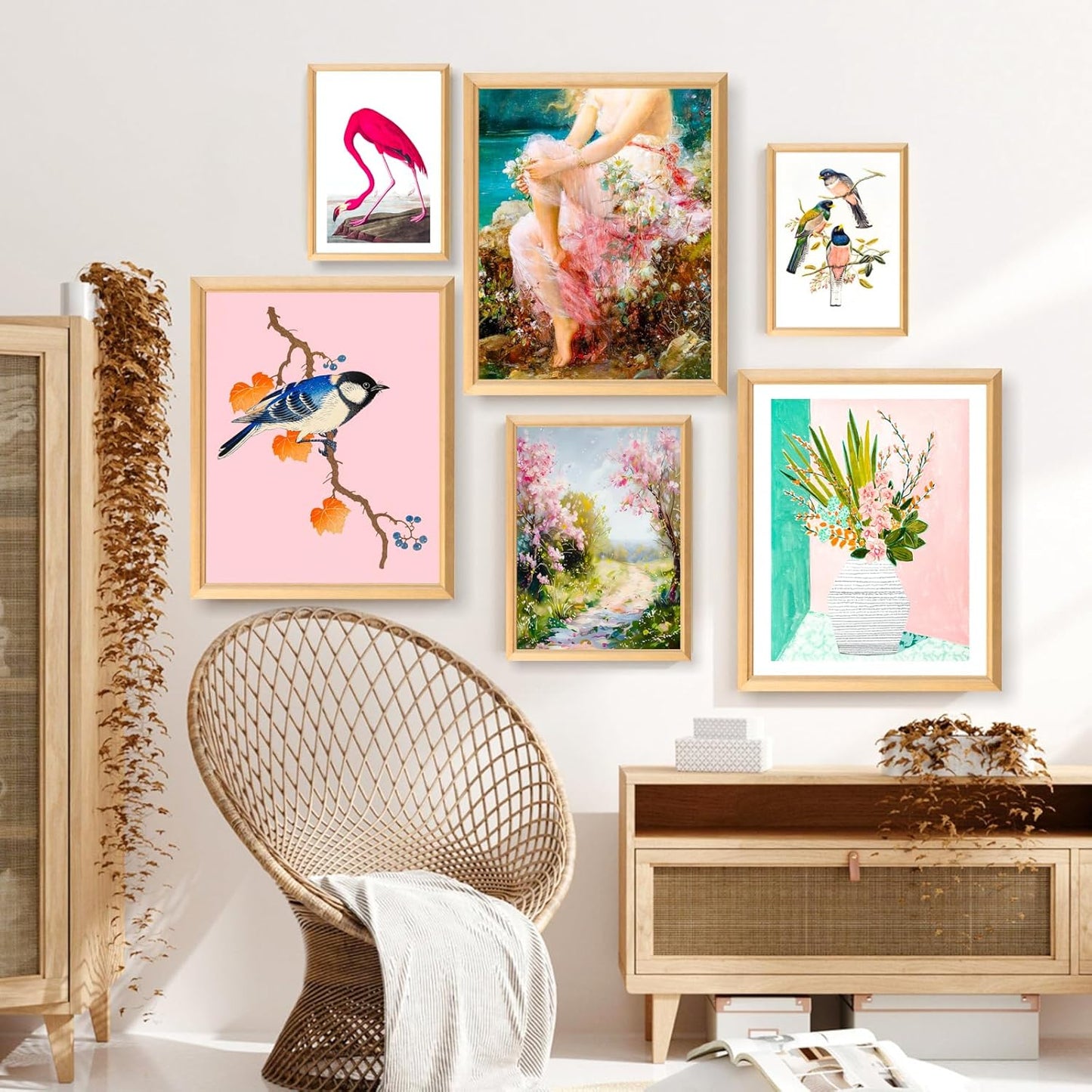 18 PCS Colorful Eclectic Wall Art Decor, Famous Artist Posters ,Eclectic Room Decor Aesthetic, Vintage Maximalist Wall Decor, French Country Decor Botanical Boho Wall Decor for Bedroom Dorm (L1)