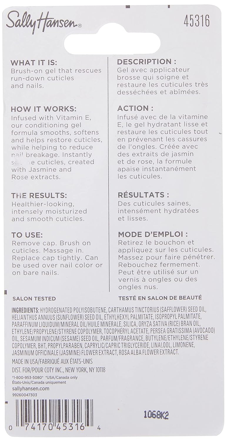Sally Hansen Nail Treatment Cuticle Rehab™ | Moisturizing Treatment with Jasmine, Rose & Vitamin E | Hydrates Nails & Cuticles, Reduces Breakage