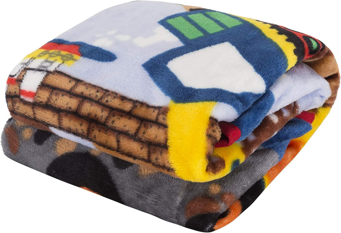 EVERYDAY KIDS Toddler Throw Blanket - 30" by 40" - Under Construction - Super Soft, Plush, Warm and Comfortable