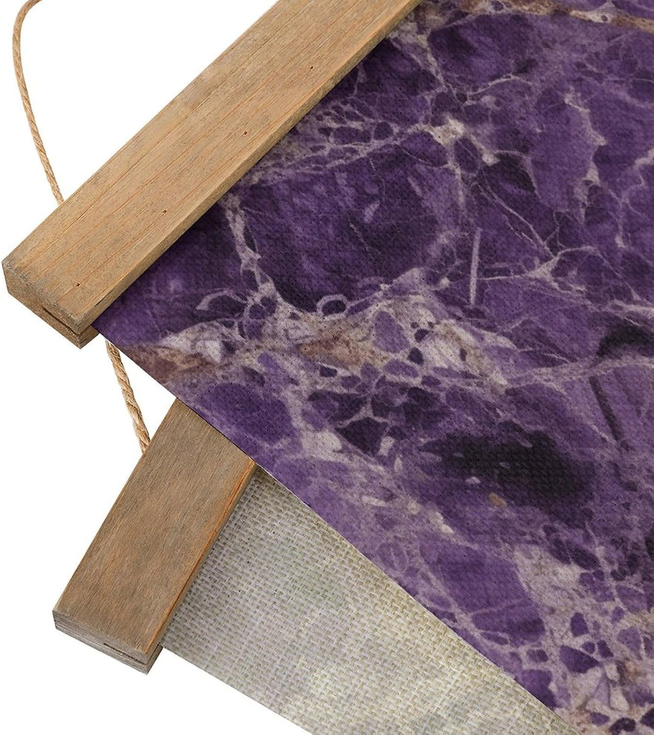 Vintage Marble Purple Poster with Wooden Frame Personalized Linen Hanging Scroll Painting Rustic Wall Hanging Illustrative Modern Artwork Decor for Home Living Room Bedroom Office