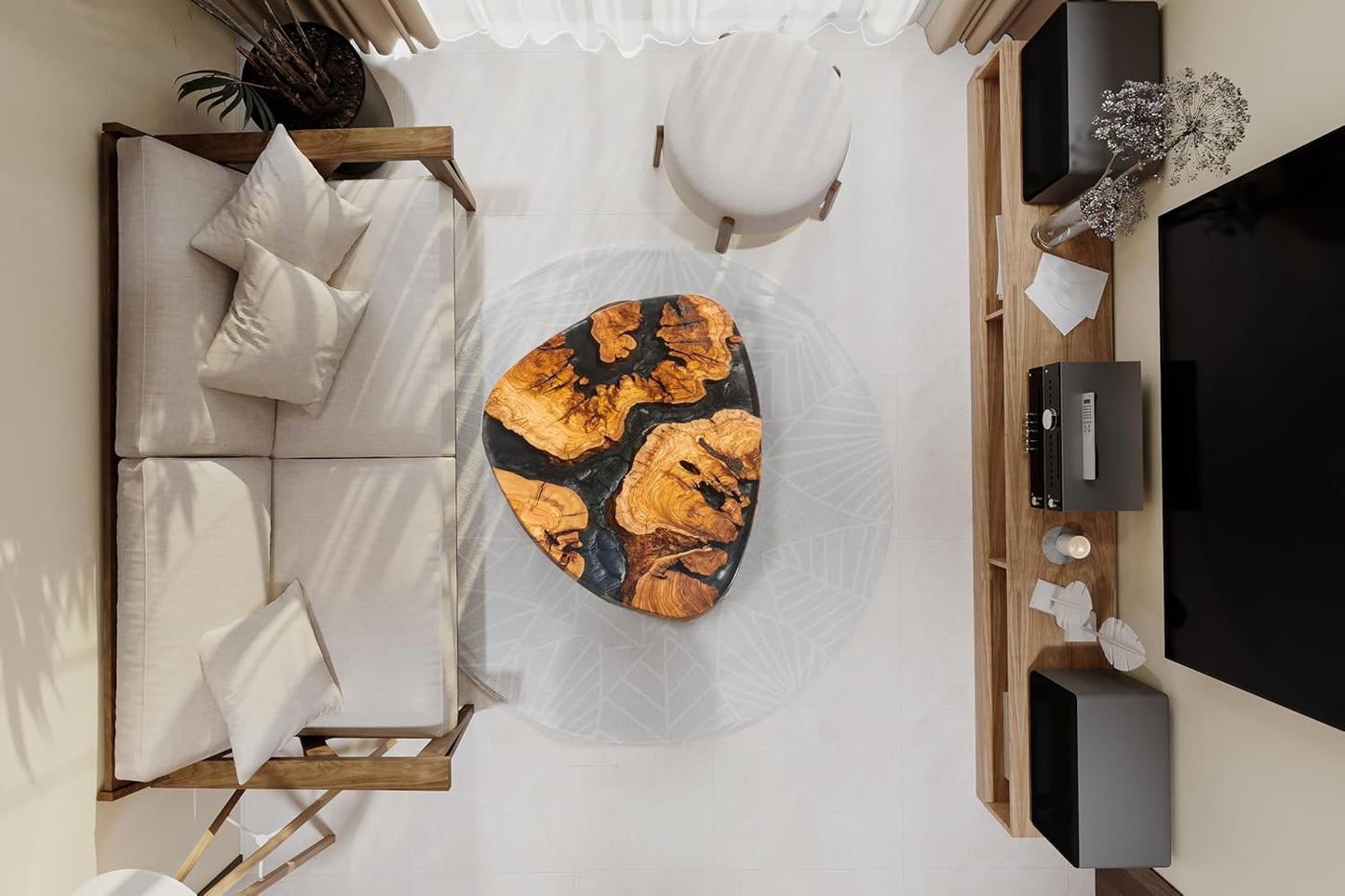 Handmade Resin Olive Wood Coffee Tables for Living Room, Natural Wood Coffee Table Decor, Epoxy Table, Modern Rustic Coffee Table Epoxy Resin, Center Table for Living Room, 32 * 20 inch