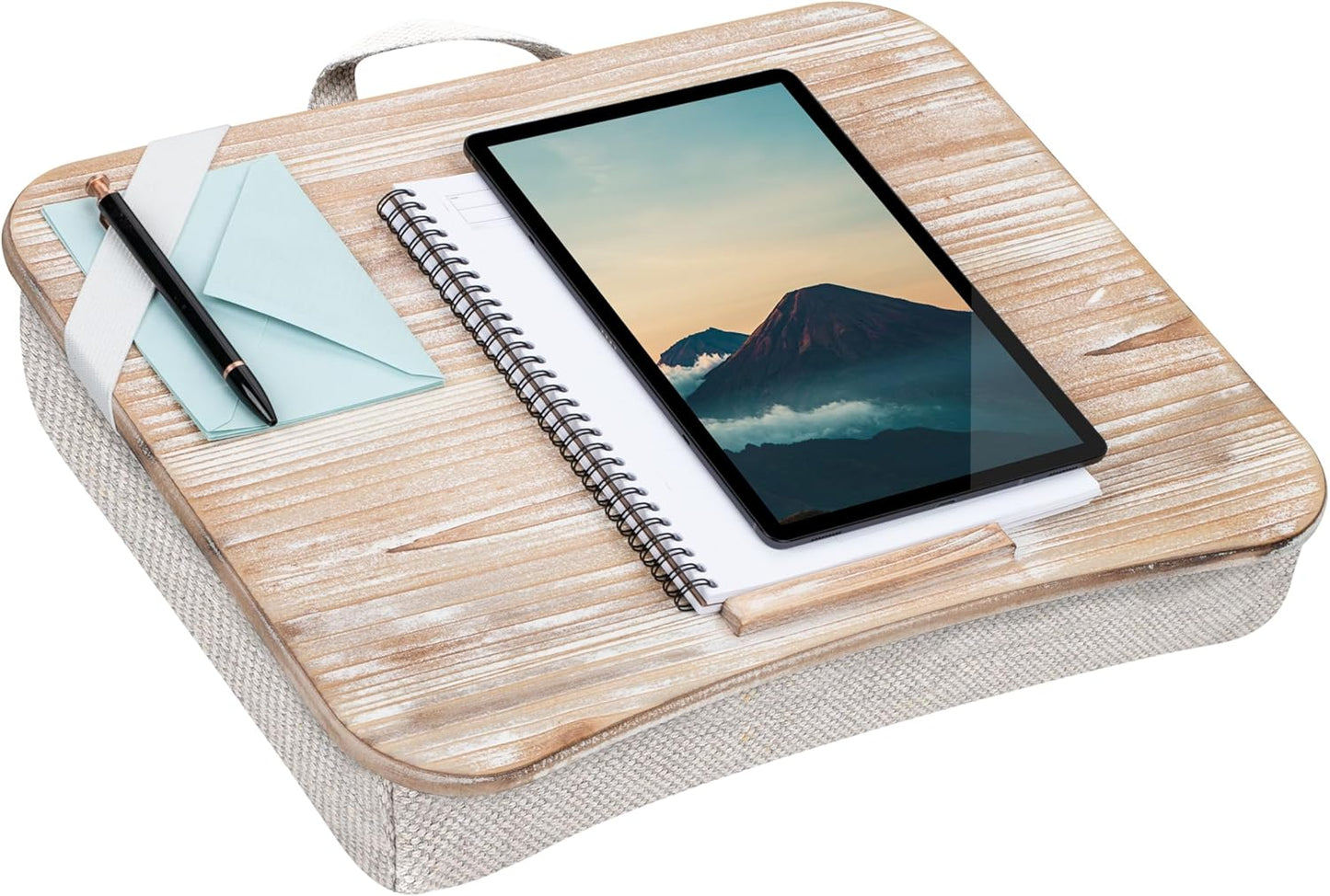 LapGear Heritage Lap Desk with Device Ledge - White Wash - Fits up to 17.3 Inch Laptops - Style No. 45611