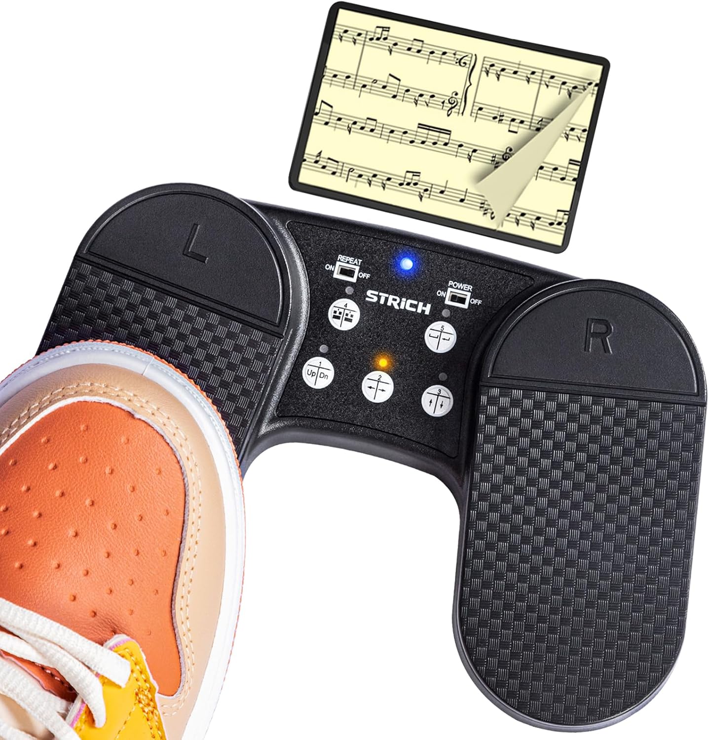 Wireless Page Turner Pedal for iPad, STRICH Rechargeable Music Page Turner Pedal, USB Silent Foot Pedal for Tablets Smartphones iPad Pro Multimedia Platforms PC, SPT-10
