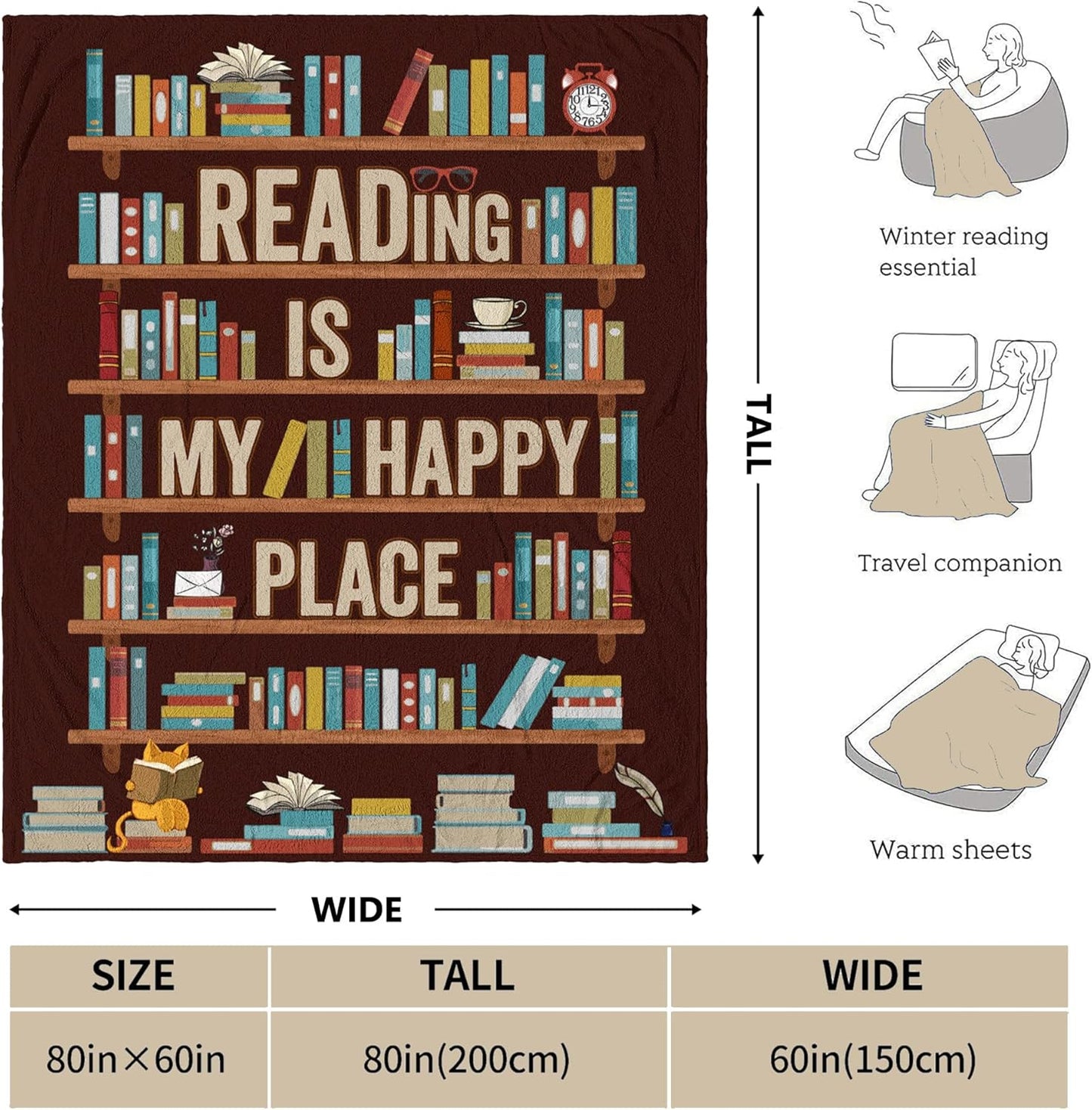 CUJUYO Book Lovers Gifts Blanket - Librarian Gifts Throw Blanket 80"x60" - Book Club Gifts for Reading Lover Bookish - Literary Gifts Ideas - Best Bookworm Gifts on Birthday Christmas Graduation