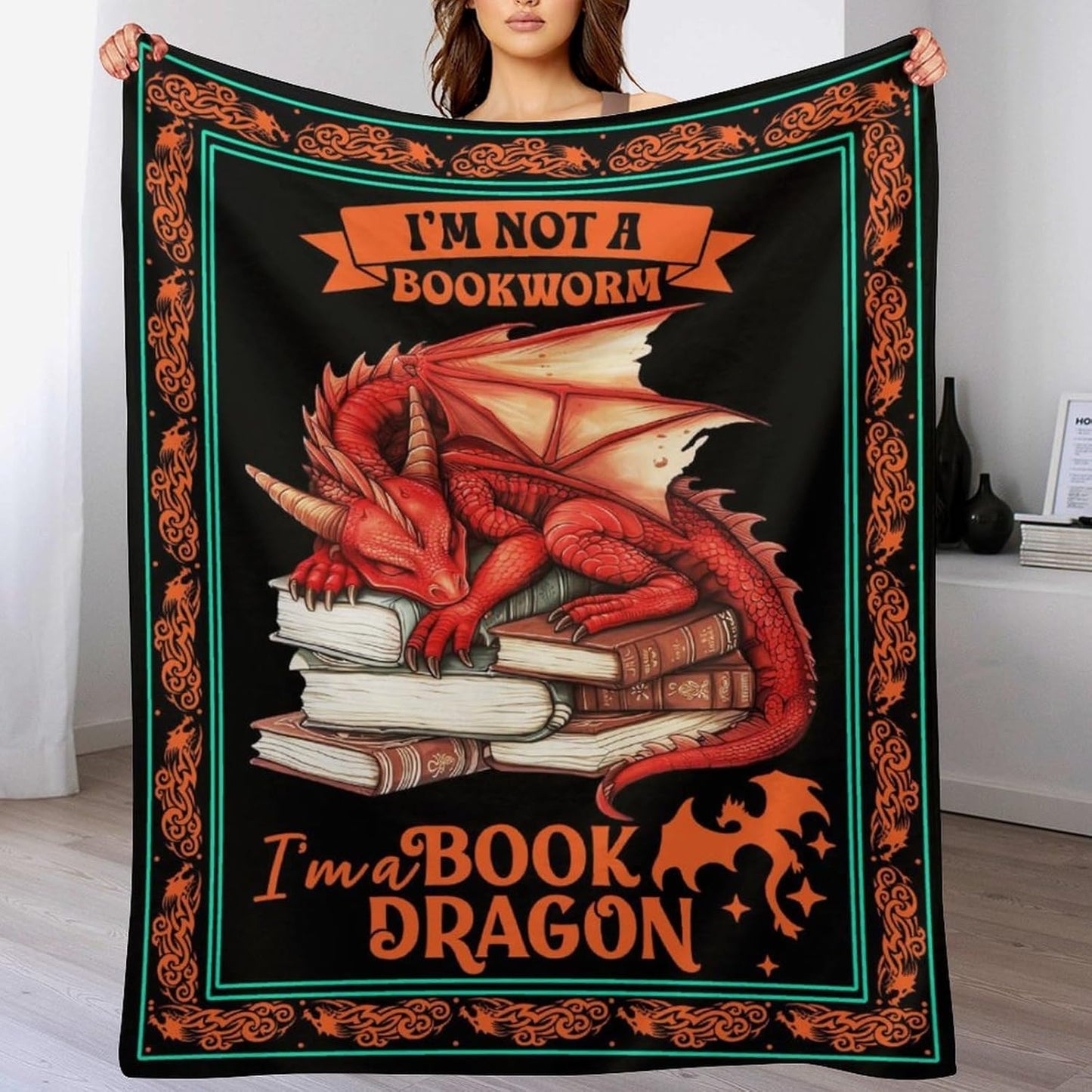 Dragon Throw Blanket - Soft Flannel Dragon Blanket for All - Warm Throw for Teens, Adults, Women, Men - 70"x50"