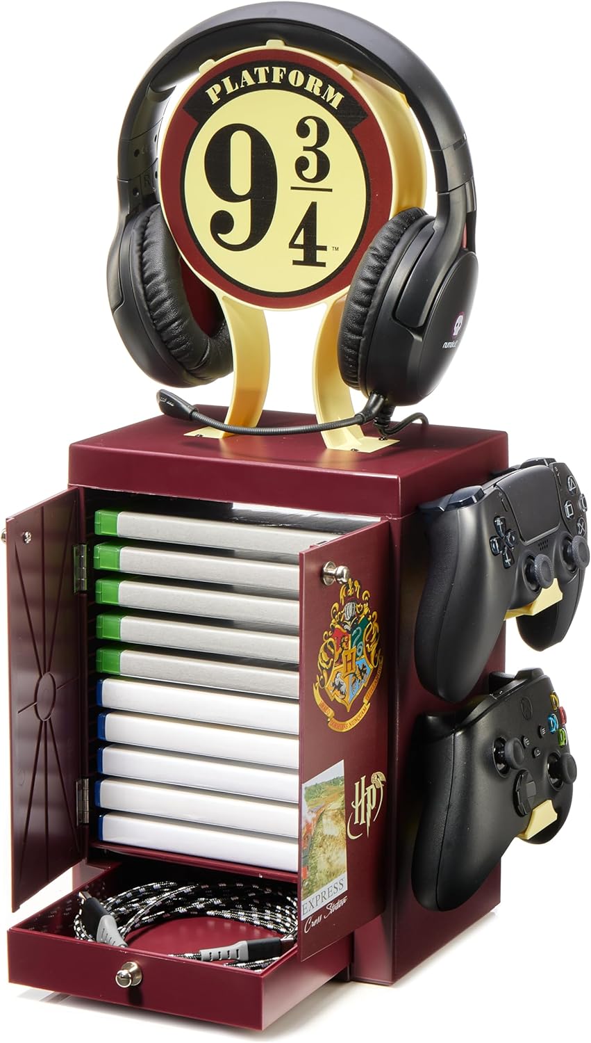 Numskull Harry Potter Platform 9 3/4 Gaming Locker – Holds 10 Games, 4 Controllers, Headset – Official Harry Potter Storage Organizer