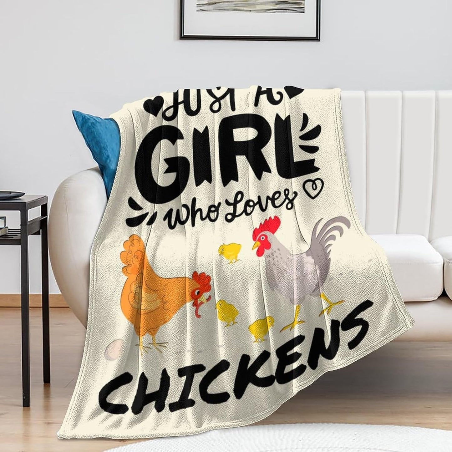 Cute Chicken Blanket Just A Girl Who Loves Chickens Blankets Soft Flannel Throw Blankets Bedding Decor Gifts for Kids Boys Girls Toddler Adults 80"x60"