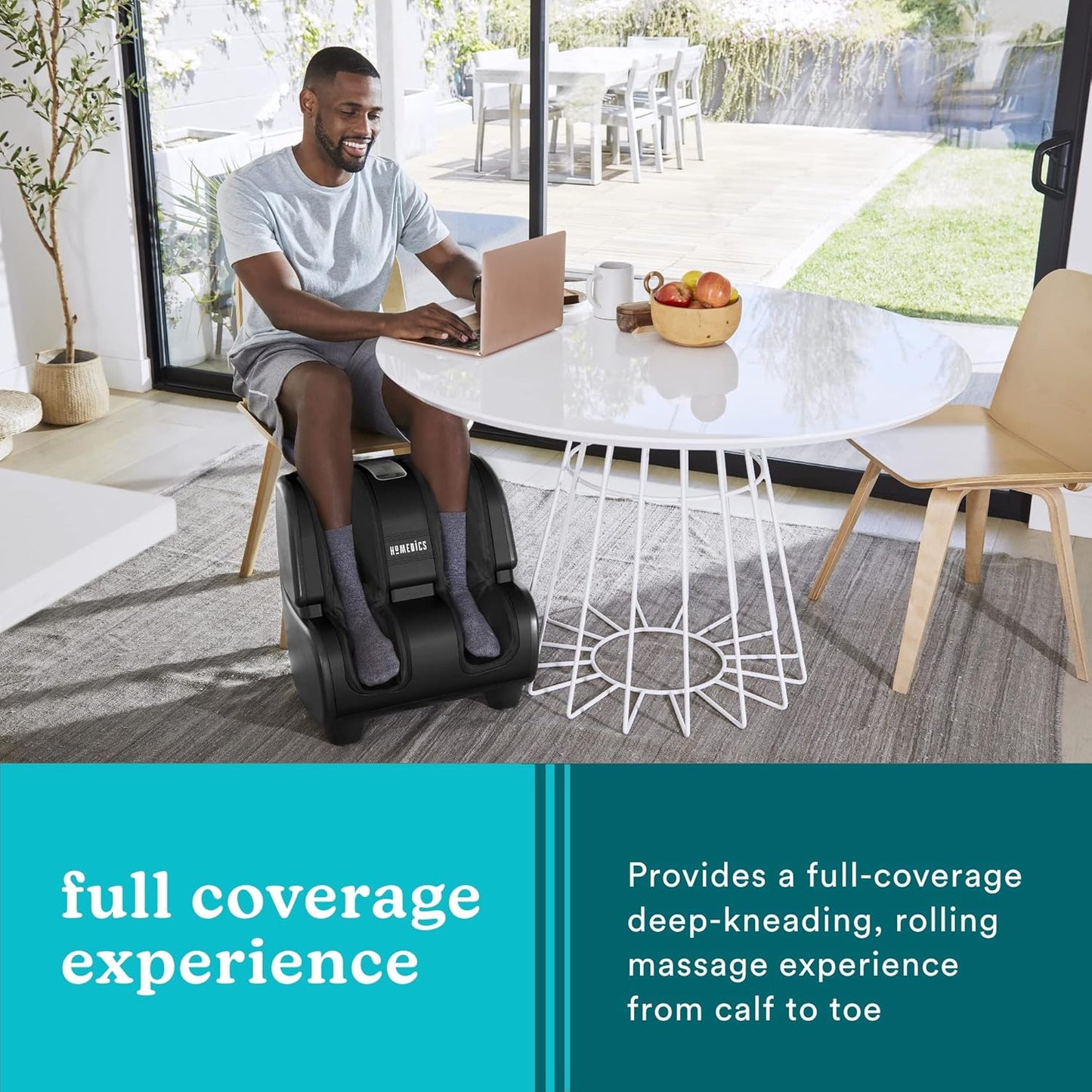 Homedics Foot and Calf Massager, Deep Kneading Rolling Massage with 4 Programs, 3 Intensities, Adjustable Tilt for Comfort & Washable Liners. Foot Massager Machine That Hits The Calf at The Same time