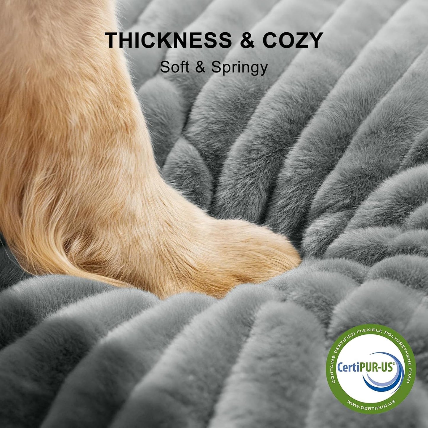 FURTIME Dog Bed for Small Dogs, Washable Orthopedic Dog Bed with Removable Cover, Rectangle Soft Calming Sleeping Puppy Bed Durable Pet Cuddler with Anti-Slip Bottom, Grey, S (20"x19"x6")