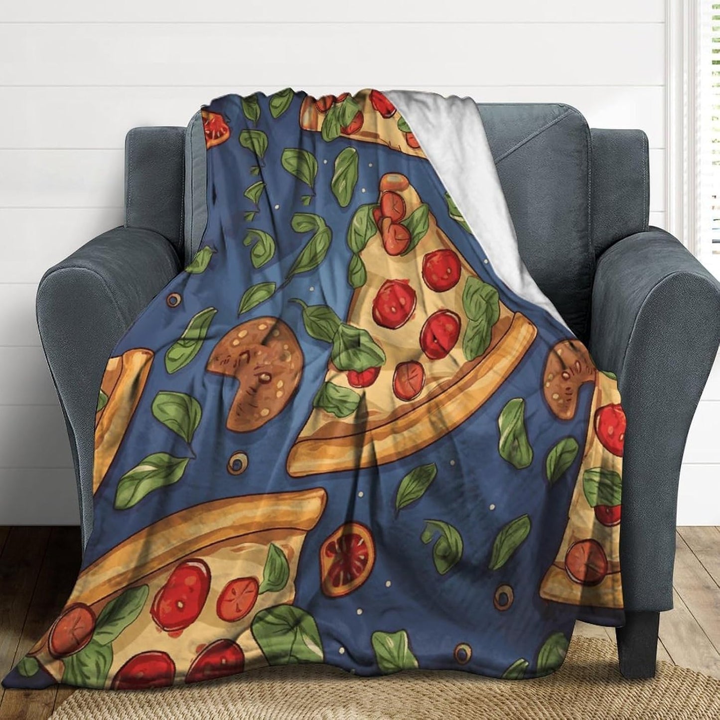 Pizza Blanket Super Soft Lightweight Throw Blanket Cute Cozy Warm Bed Blanket Decorative Fuzzy Blanket All-Season Home Decor Gift for Sofa Couch Living Room 50"*60"（130 * 150cm）