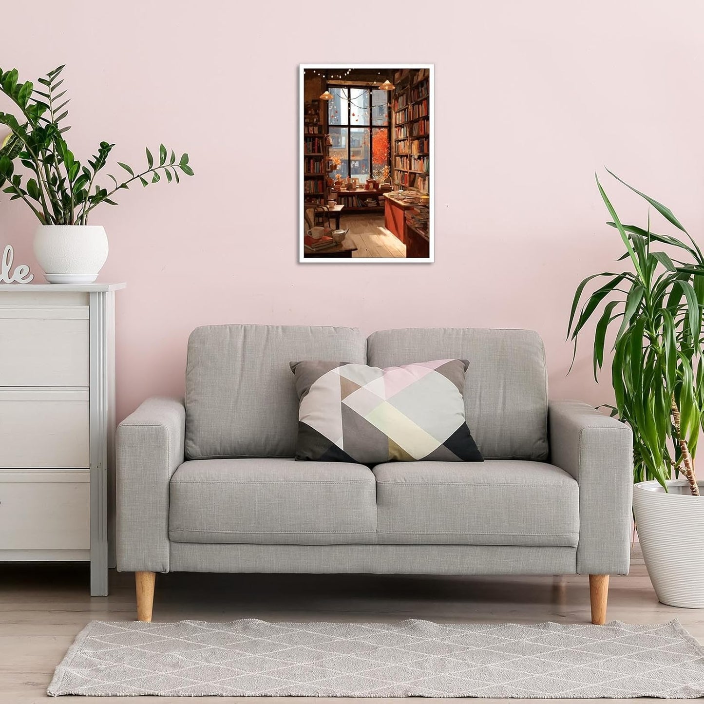 Trendy Library Bookstore Poster Cozy Reading Canvas Wall Art The Comfort Of Autumn Bookshelf Book Aesthetic Prints Painting For Living Room Bedroom Office Wall Decor 12x16in Unframed