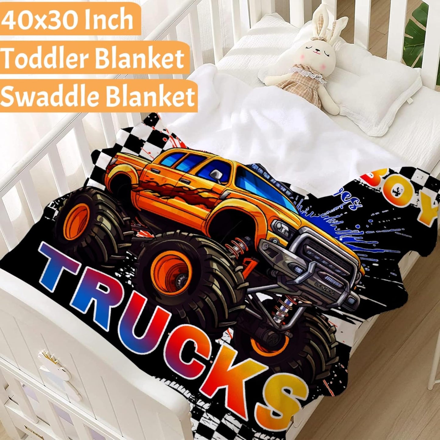 Trucks Blanket, Just A Boy Who Loves Trucks Gifts for Kids, Car Themed Flannel Blankets, Soft Cozy Lightweight Throws Gifts for Truck Lovers & Boys 40x50 Inch for Kid