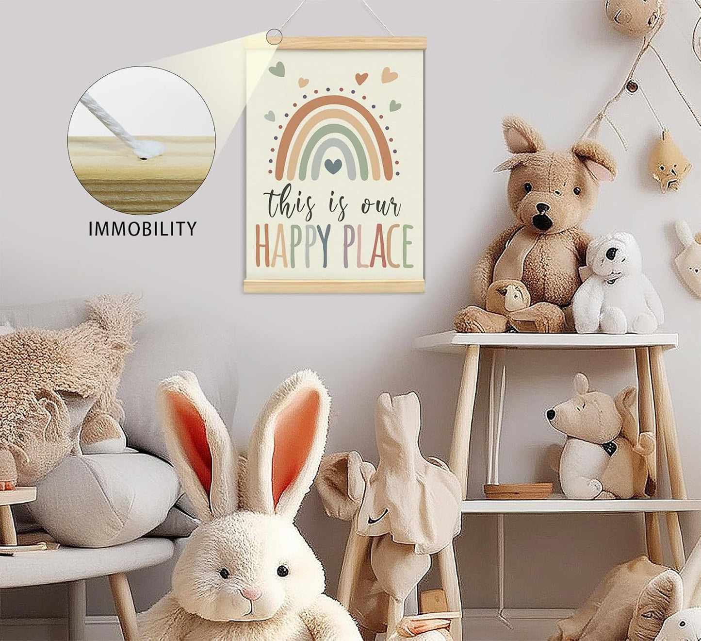 foedor This is Our Happy Place Poster Hanger Frame,Rainbow Nursery Toddler Girls Room Decor,Inspirational Quotes Wall Signs for Bedroom Kid Room,12x16 Inch