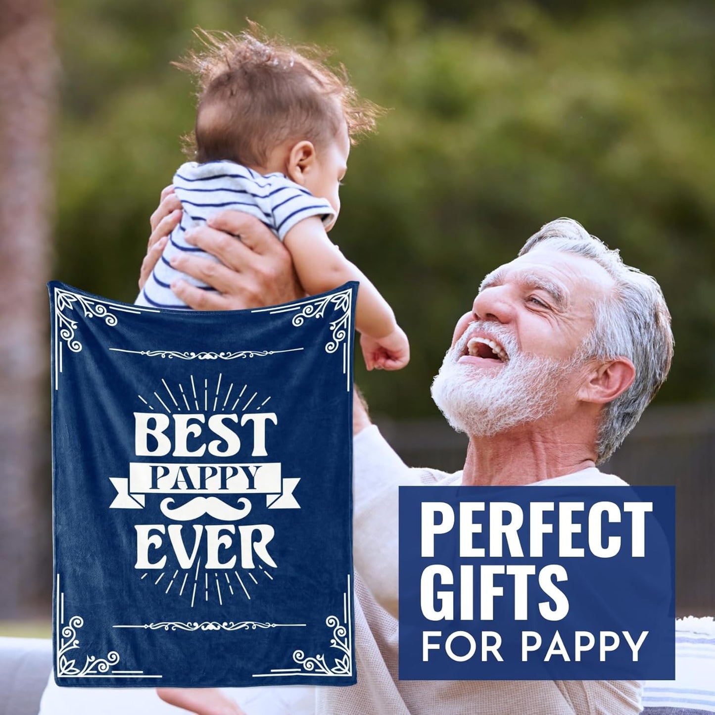 InnoBeta Pappy Gifts, Gifts for Grandpa, Throw Blanket for Grandfather, Presents from Granddaughters Grandsons for Christmas, Birthday, Father's Day - 50" x 65" Best Pappy Ever