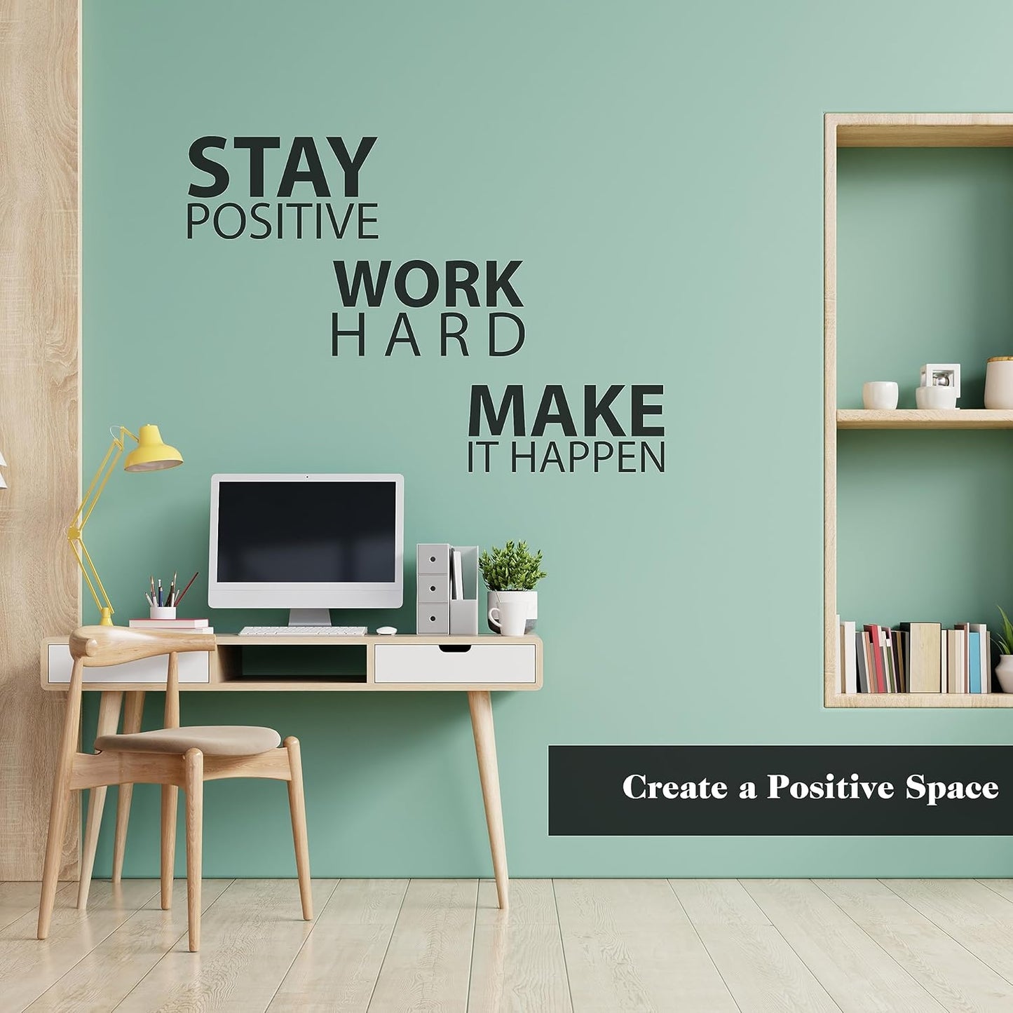 My Vinyl Story Large Stay Positive Work Hard Make it Happen Wall Sticker Inspirational Wall Decal Motivational Office Decor Quote Wall Art Vinyl Wall Decal School Classroom Gym Words and Saying