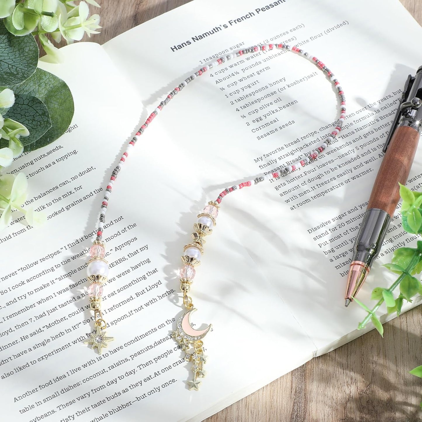 Moon Star Beaded Bookmark, Fantasy Crystal Bead Gold Chain Fantasy Bookmark, Reading Book Accessories for Women, Bookish Gift for Book Lovers Students Teachers