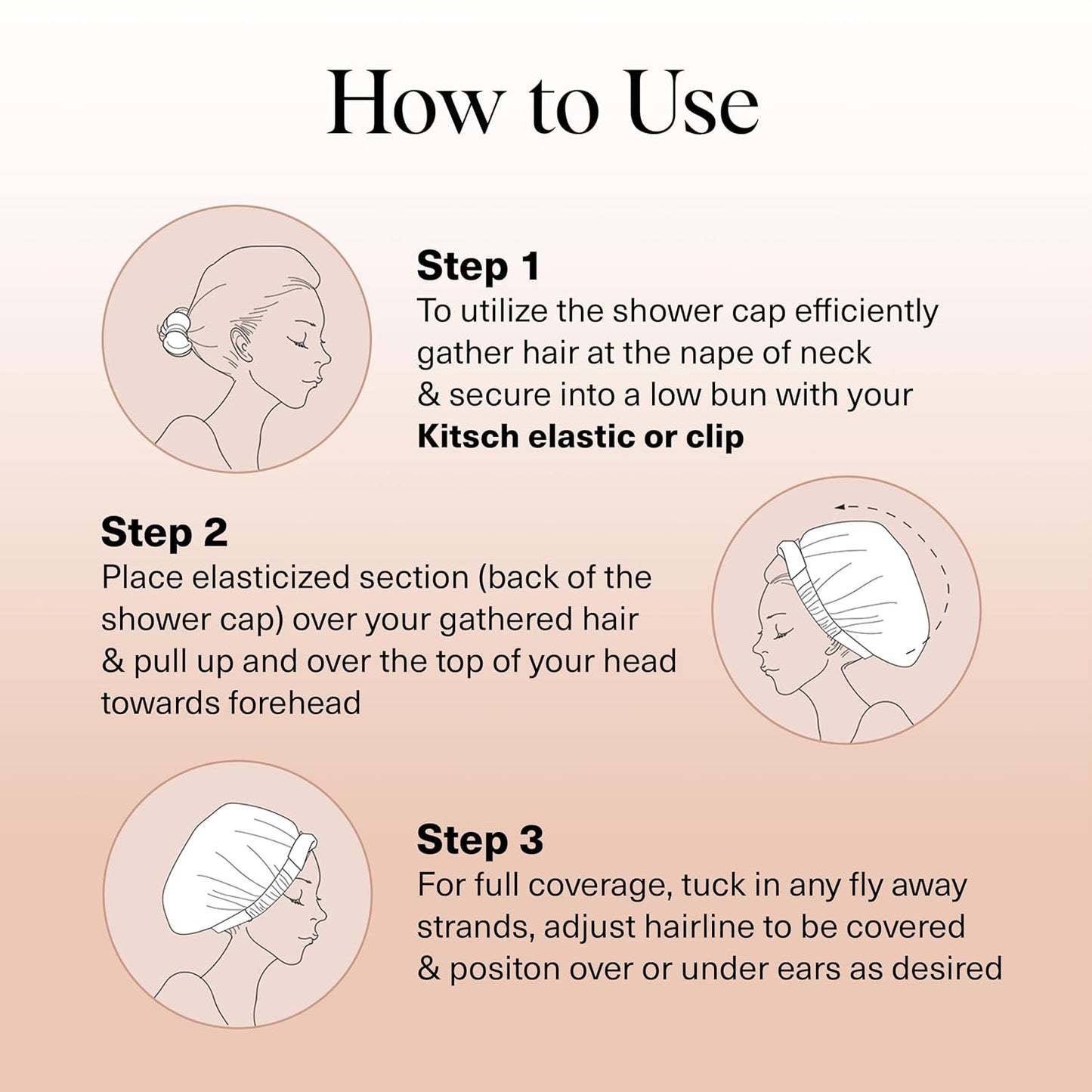 Kitsch Luxury Satin-Lined Flexi Shower Caps for Women Reusable Waterproof - Large Wide Shower Cap for Women & Men, Adjustable, Stylish Hair Cap for Showers, For Long & Short Hair - Terracotta Checker
