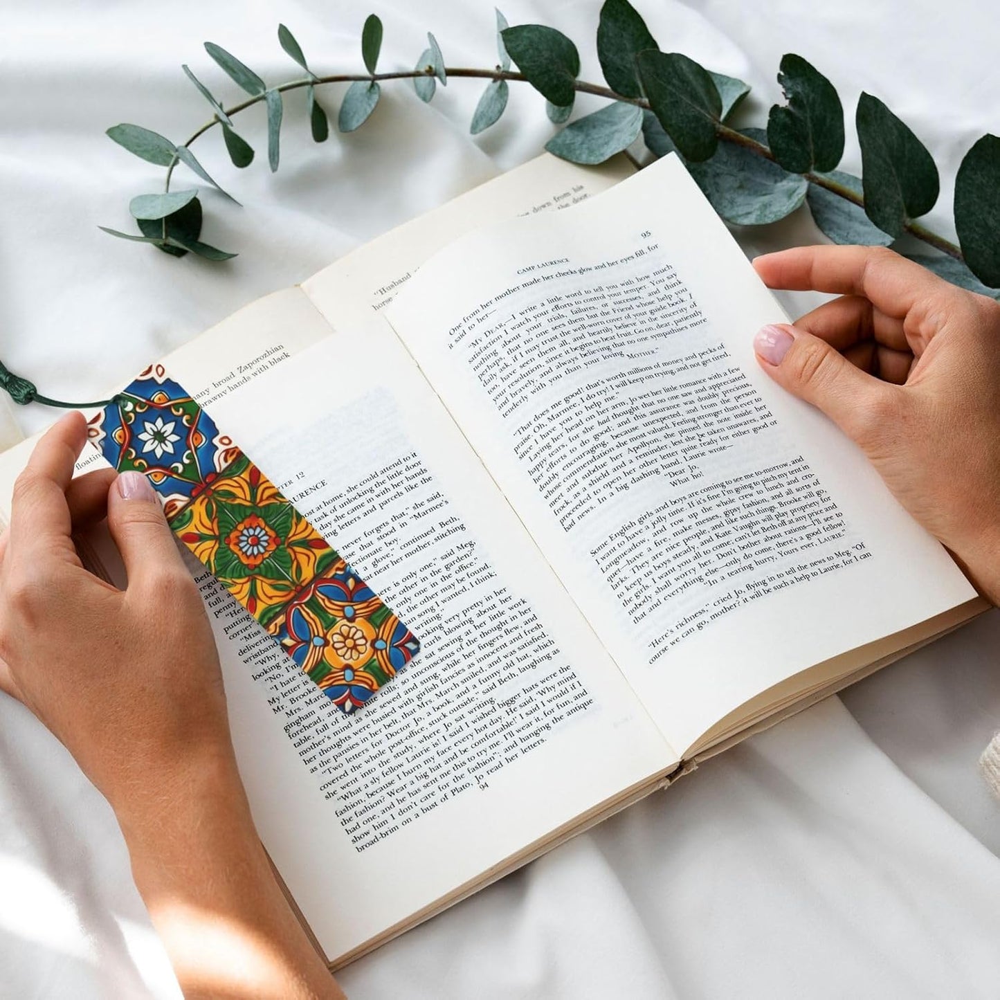 Mexican Ceramic Tile Bookmarks Gifts, Wood Bookmark for Women Men Handmade Book Mark for Book Lovers, Wood Tags Reading Page Markers Rectangle Shape Ornaments with Tassels