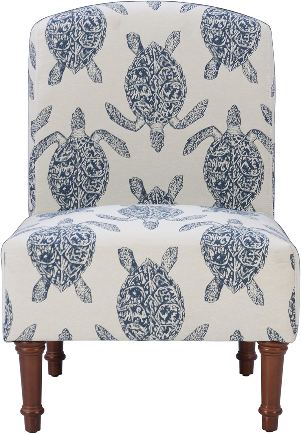 Powell Company Powell Markay Accent Chair, 25"W x 18.75"D x 35H, Ivory with Blue Sea Turtle Pattern, Traditional, Coastal, Upholstered, Armless, 275 lbs Max Weight, Indoor Use