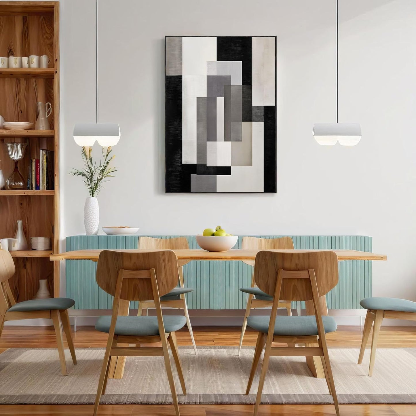 GDJSMIN Minimalist Design Wall Art, Abstract Geometric Squares Poster for Reading Room Living Room Decor 12x 16 inch Unframed