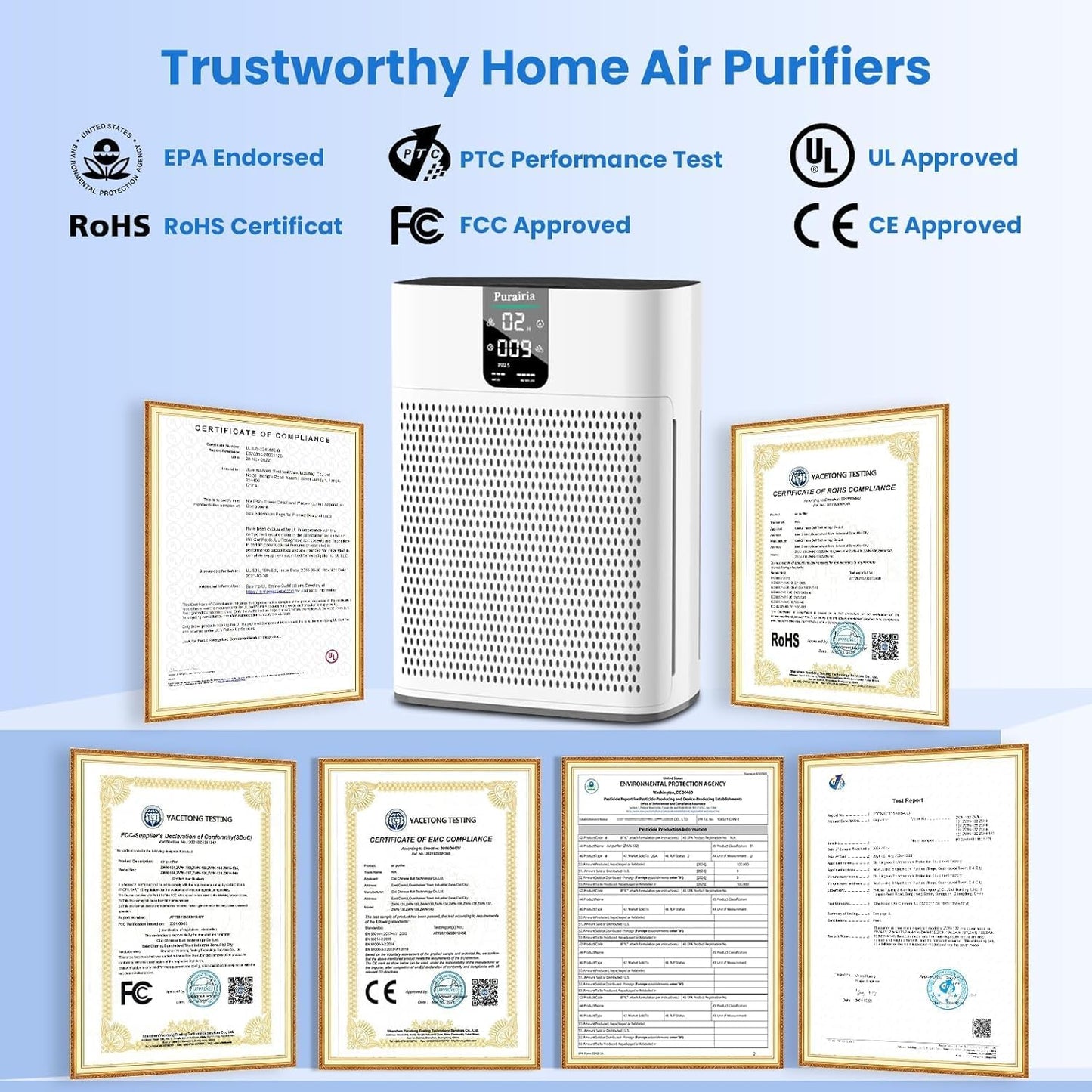 Air Purifier for Home Bedroom Large Room Up to 2400 Ft²,HEPA Air Purifier 15dB Quiet Sleep Mode. Smart Air Purifiers with App for Pet Hair, Dander, Odor, Office, Smoke, Dust with 2 Filters