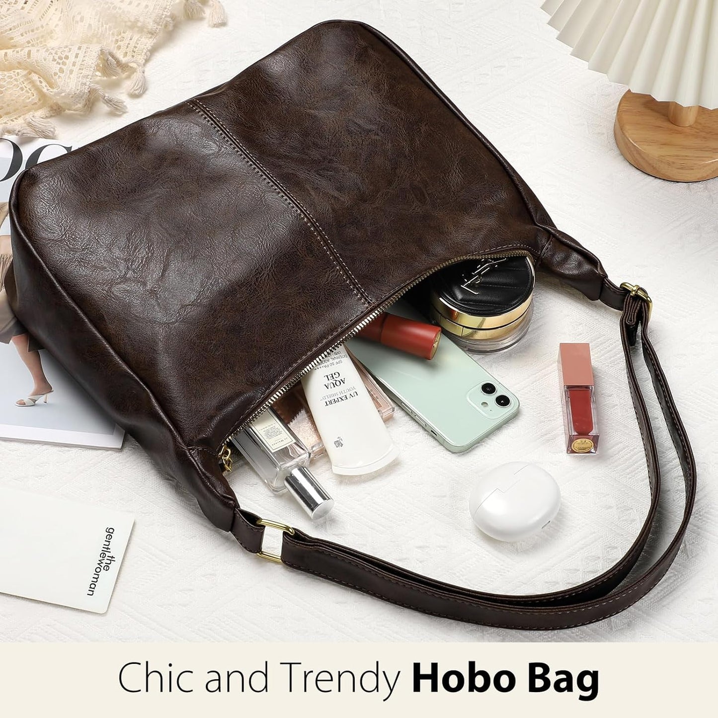 Sightor Hobo Bags for Women Leather Slouchy Bag Ultra Soft Vegan Purse Vintage Shoulder Bag Trendy Everyday Handbag