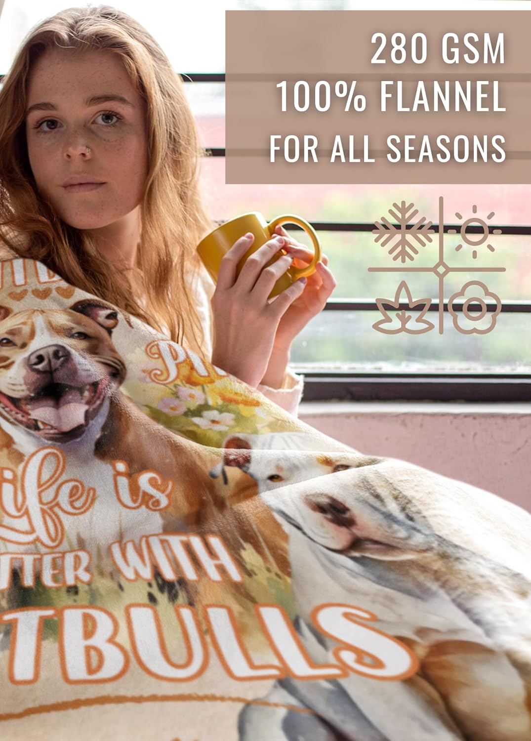 Pitbull Gifts for Pitbull Lovers, Pitbull Lover Gifts, Flannel Blanket Throws, 50" x 65"