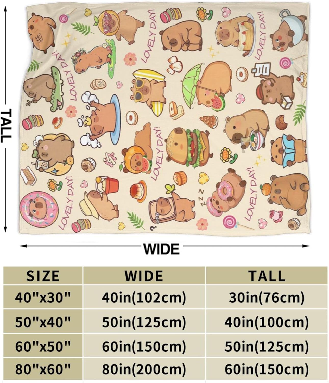 Blanket Gifts for Kids Girls Boys Adults Animals Lovers, Flanne Throw Blanket, Soft Cozy, Warmth, Fluffy Fuzzy Blankets for Couch, Bed, Travel, Living Room, Home, Decor (Capybara 2, 80"x60")
