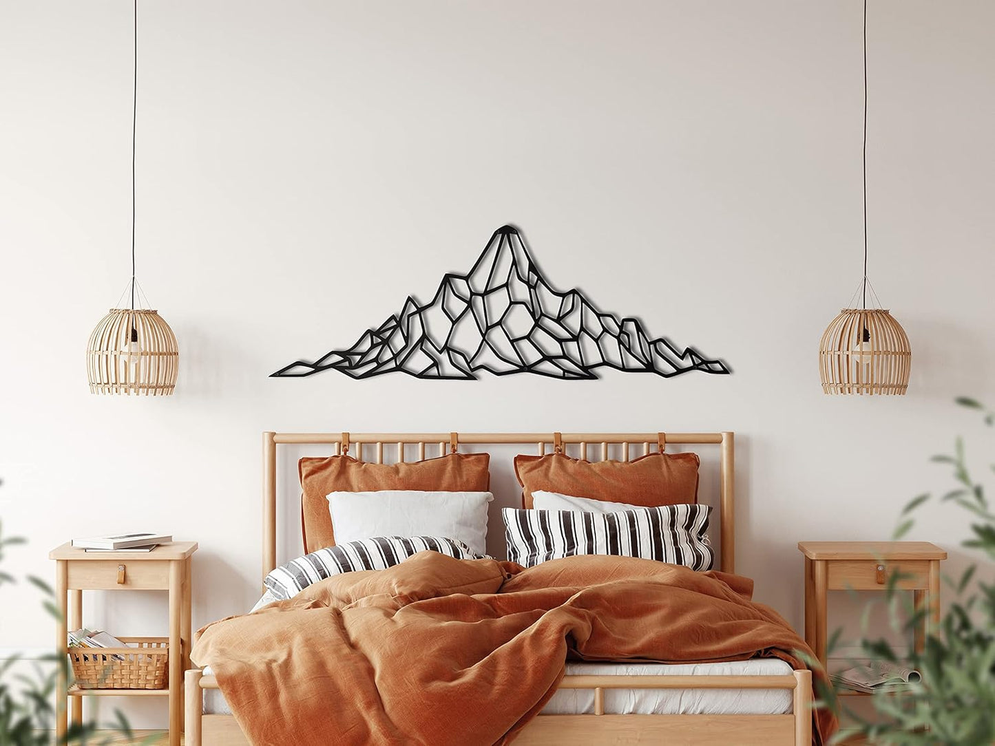 Metal Wall Decor, Geometric Mountain , Home Living Room Decor, Wall Sign, Metal Wall Art, Interior Decoration, Indoor Outdoor Hangings (75x25cm)